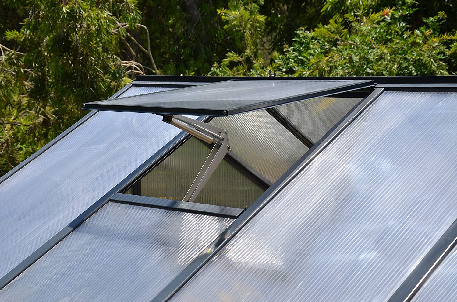 Glory 8' x 8' Greenhouse - Grey Frame & Multiwall Polycarbonate Panels - Image 10