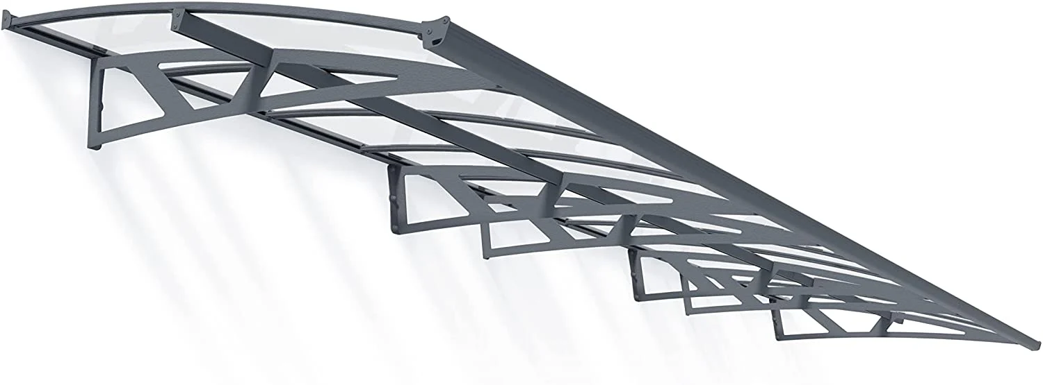 Amsterdam 6.7m x 1.4m Door Canopy - Grey Frame & Clear Polycarbonate - Image 3