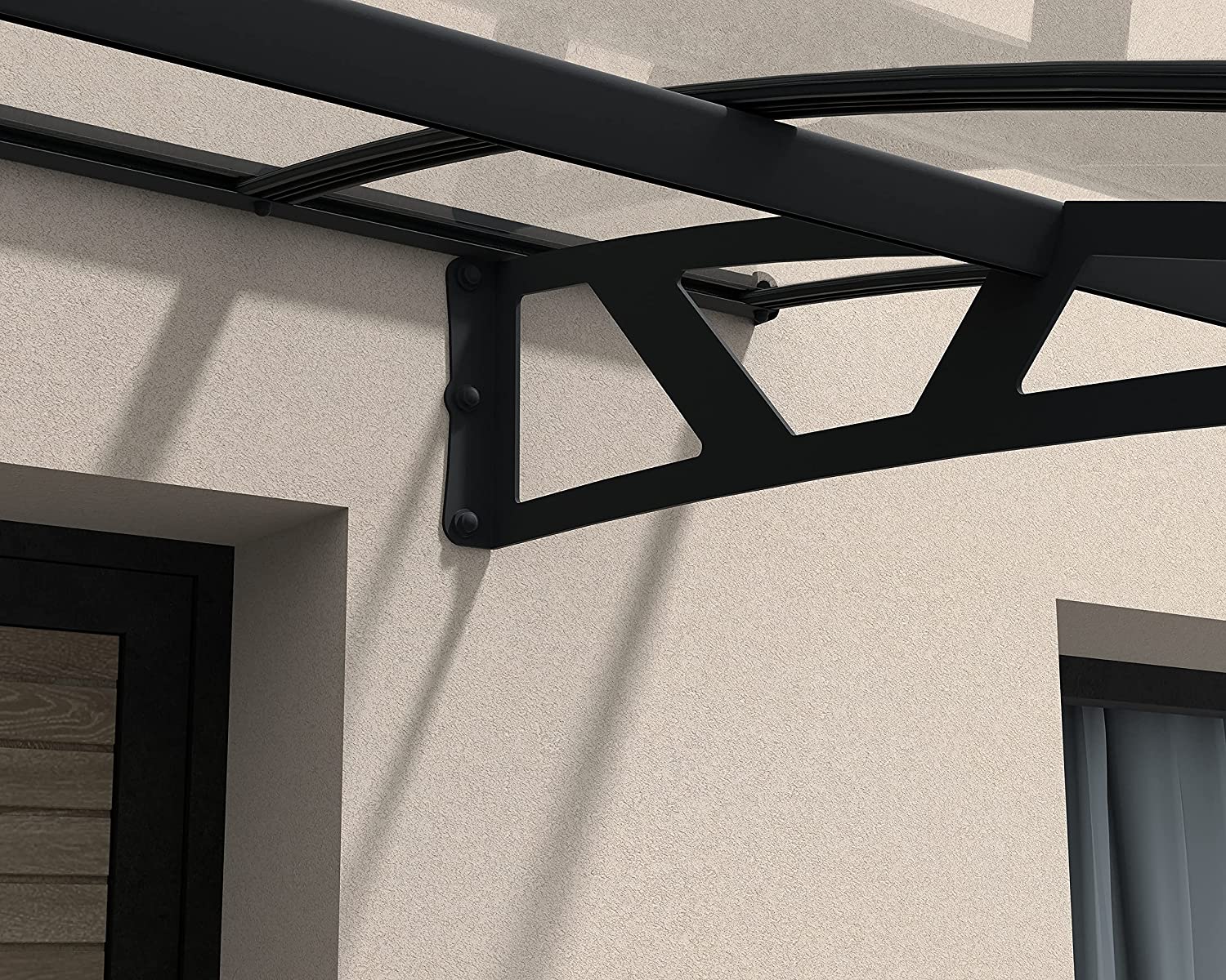 Amsterdam 6.7m x 1.4m Door Canopy - Grey Frame & Clear Polycarbonate - Image 4
