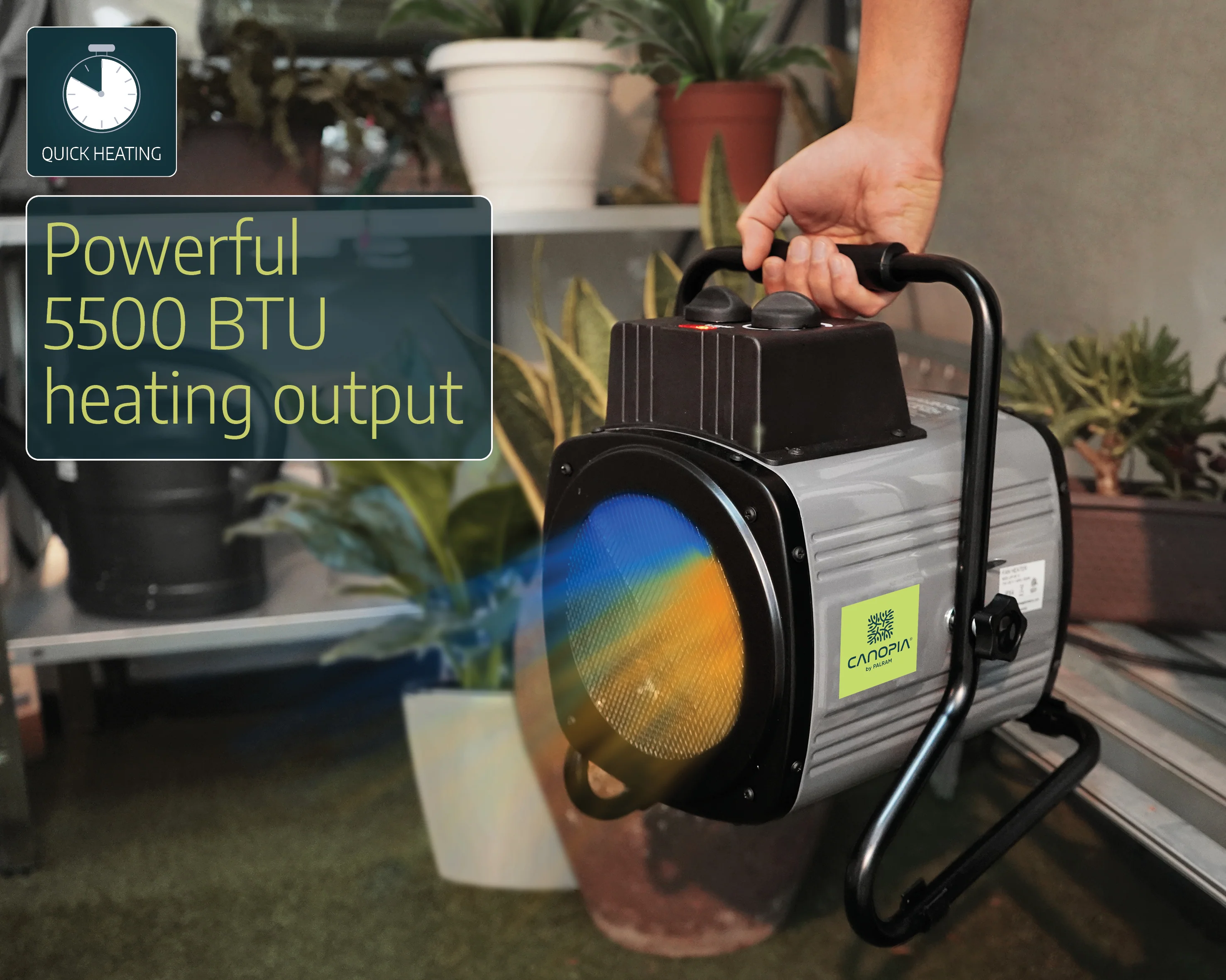 Portable Splash Resistant Greenhouse Fan Heater 2400W UK - Image 3