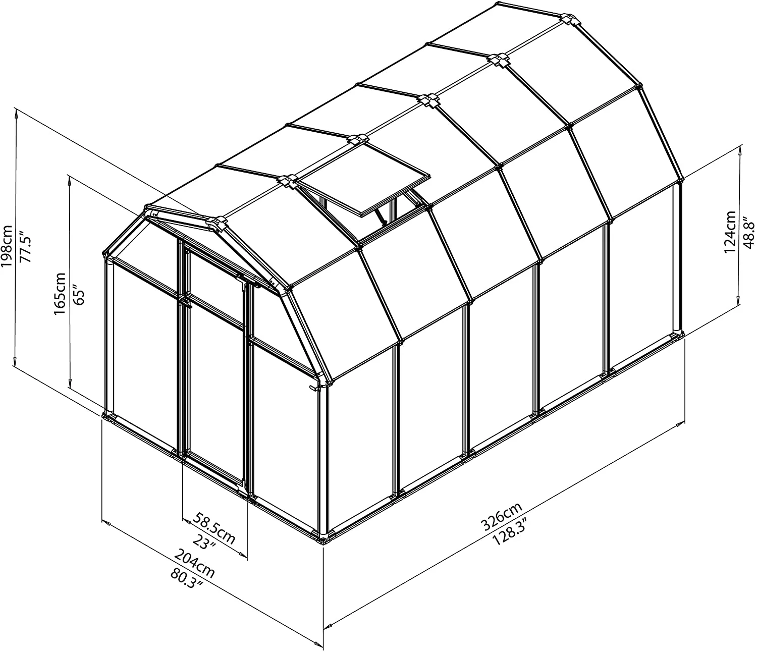 Eco Grow 6' x 10' Greenhouse - Green Frame & Twinwall Polycarbonate Panels - Image 7