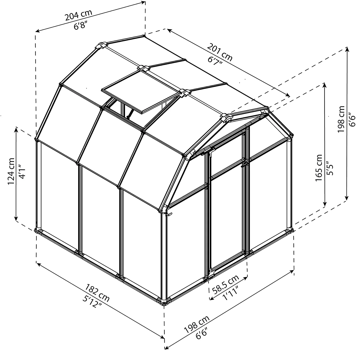 Eco Grow 6' x 6' Greenhouse - Green Frame & Twinwall Polycarbonate Panels - Image 7