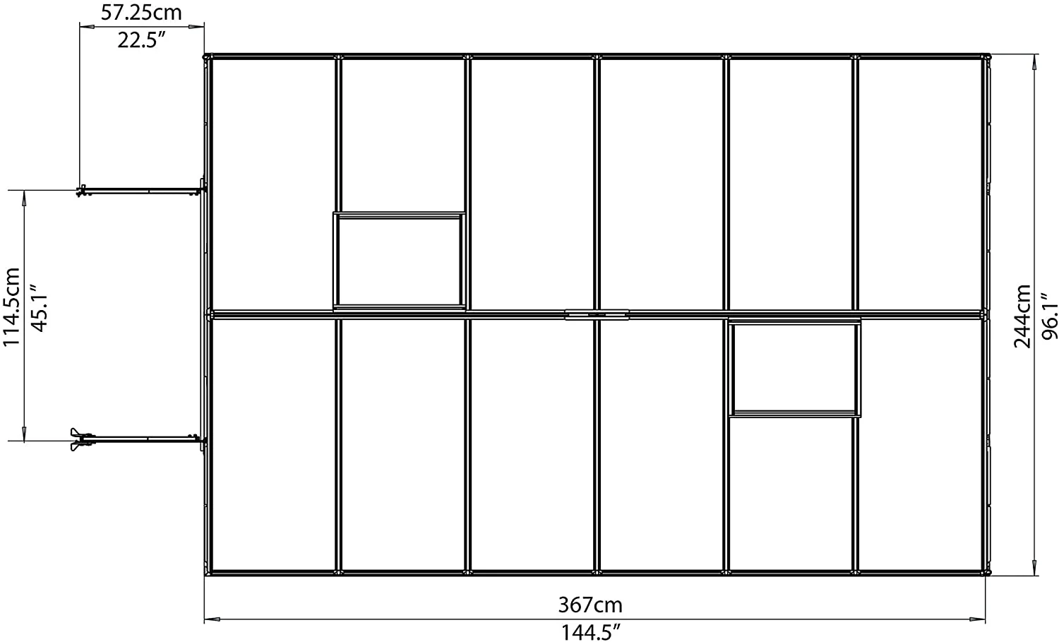 Essence 8' x 12' Greenhouse - Silver Frame & Twinwall Polycarbonate Panels - Image 6
