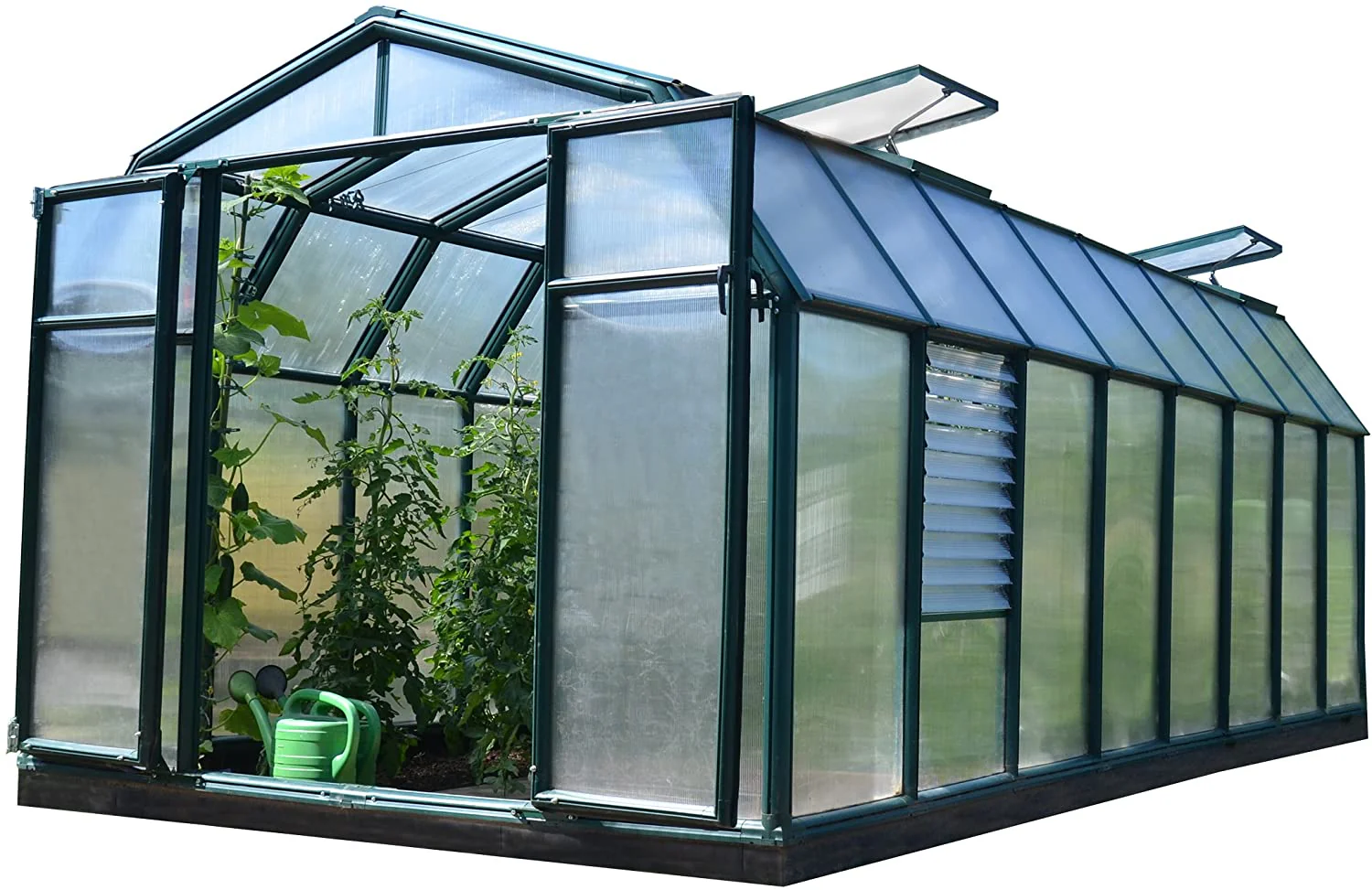 Hobby Gardener 8' x 16' Greenhouse - Green Frame & Twinwall Polycarbonate Panels - Image 3