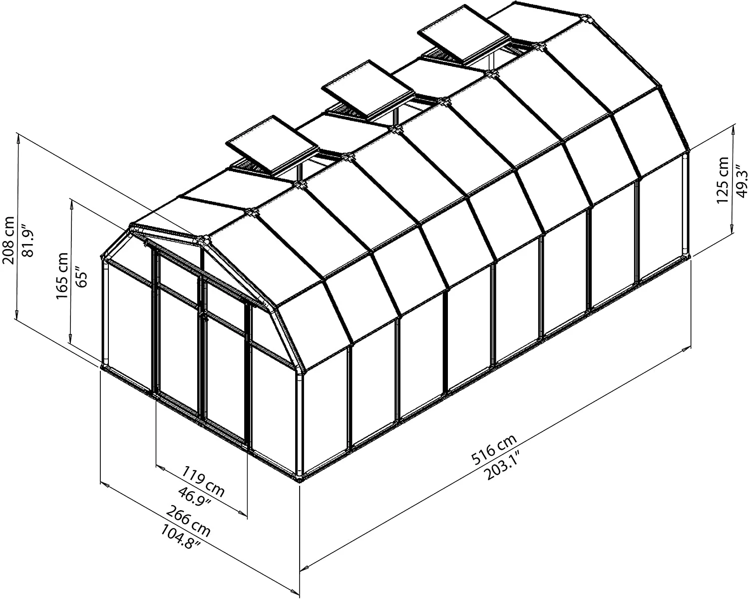 Hobby Gardener 8' x 16' Greenhouse - Green Frame & Twinwall Polycarbonate Panels - Image 8