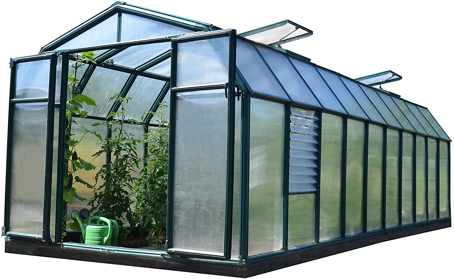 Hobby Gardener 8' x 20' Greenhouse - Green Frame & Twinwall Polycarbonate Panels - Image 3