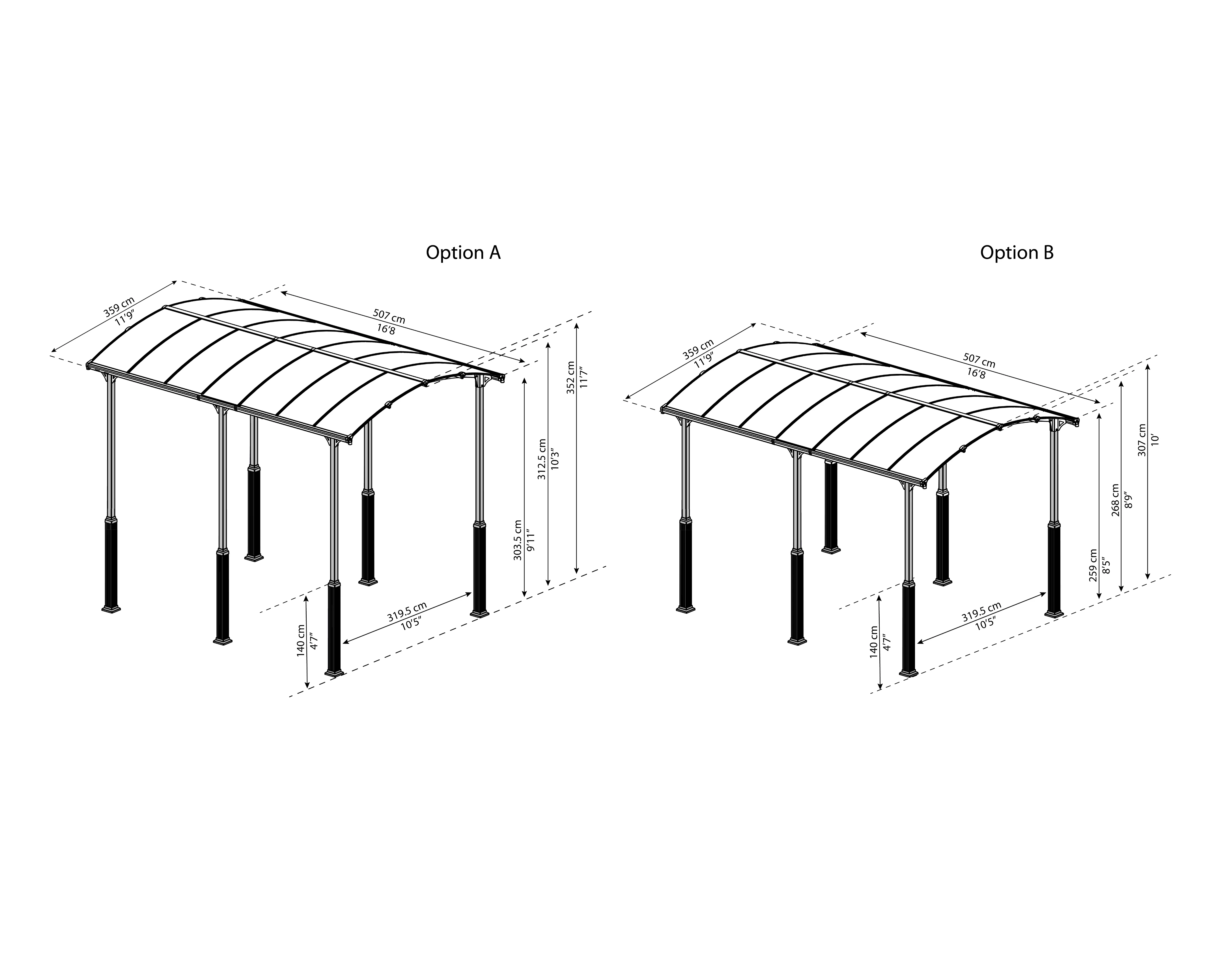 Alpine 12' x 17' Extra High Carport - Grey Aluminium & Twin-wall Polycarbonate Roof Panels - Image 4