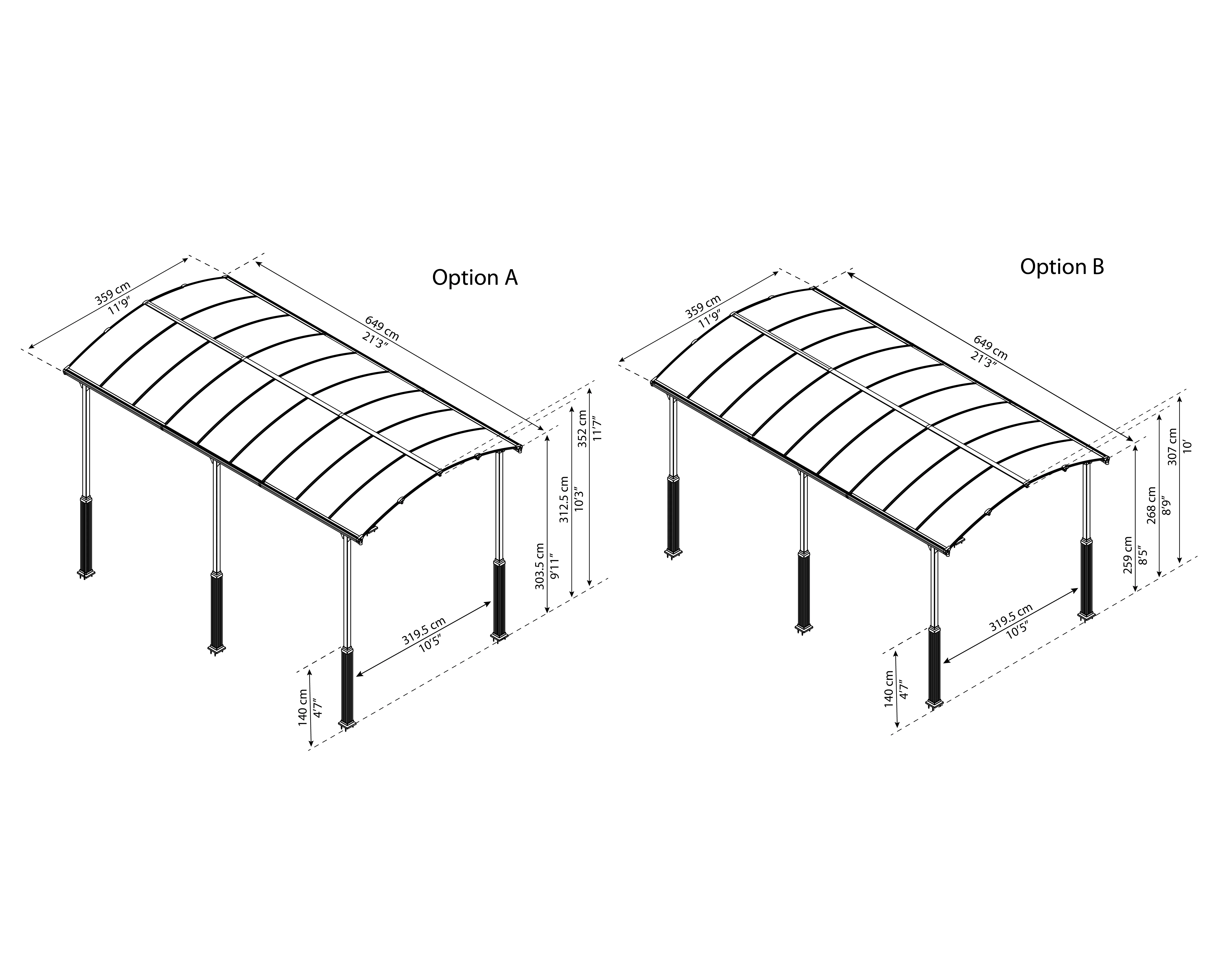Alpine 12' x 21' Extra High Carport - Grey Aluminium & Twin-wall Polycarbonate Roof Panels - Image 17