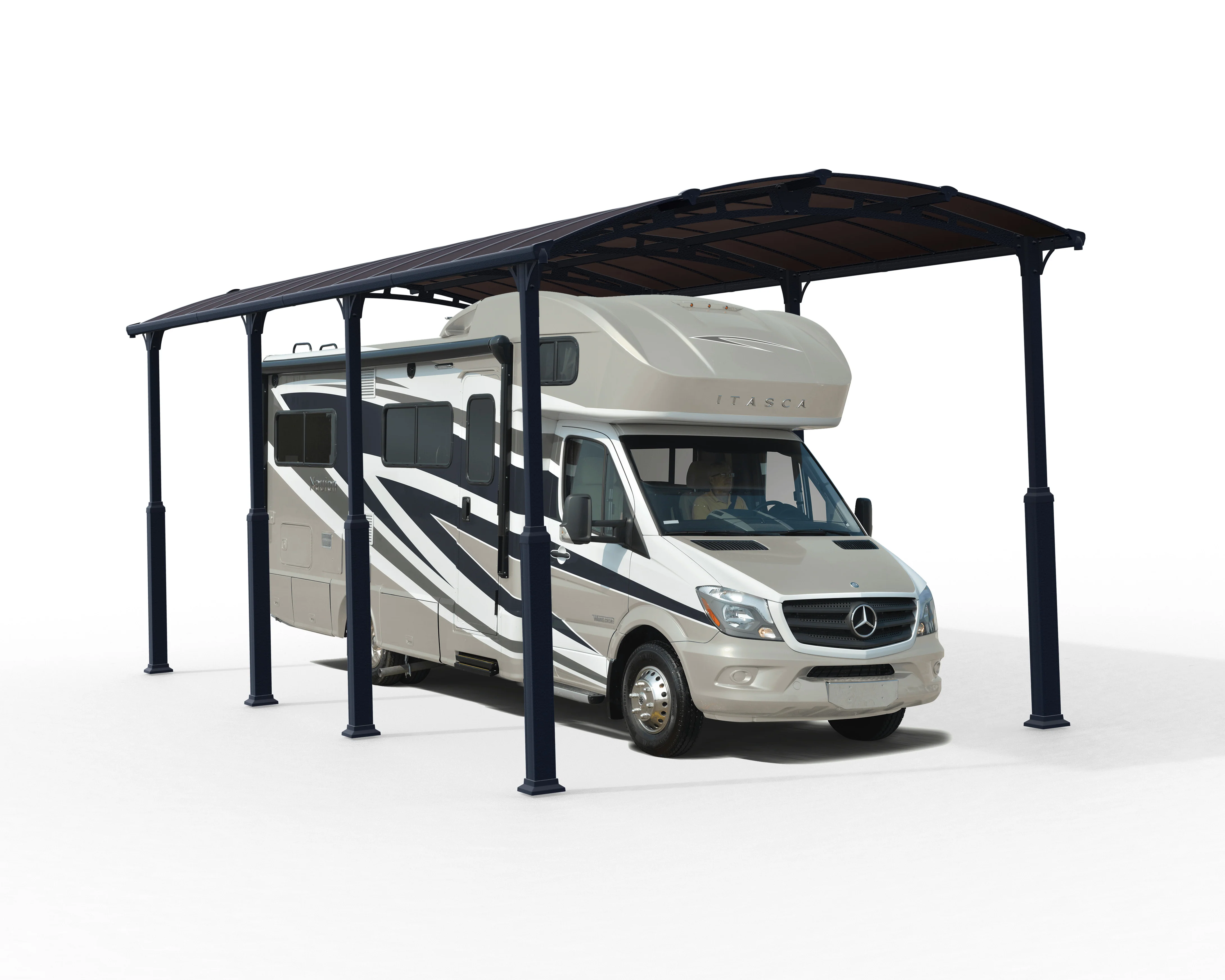 Alpine 12' x 28' Extra High Carport - Grey Aluminium & Twin-wall Polycarbonate Roof Panels - Image 12