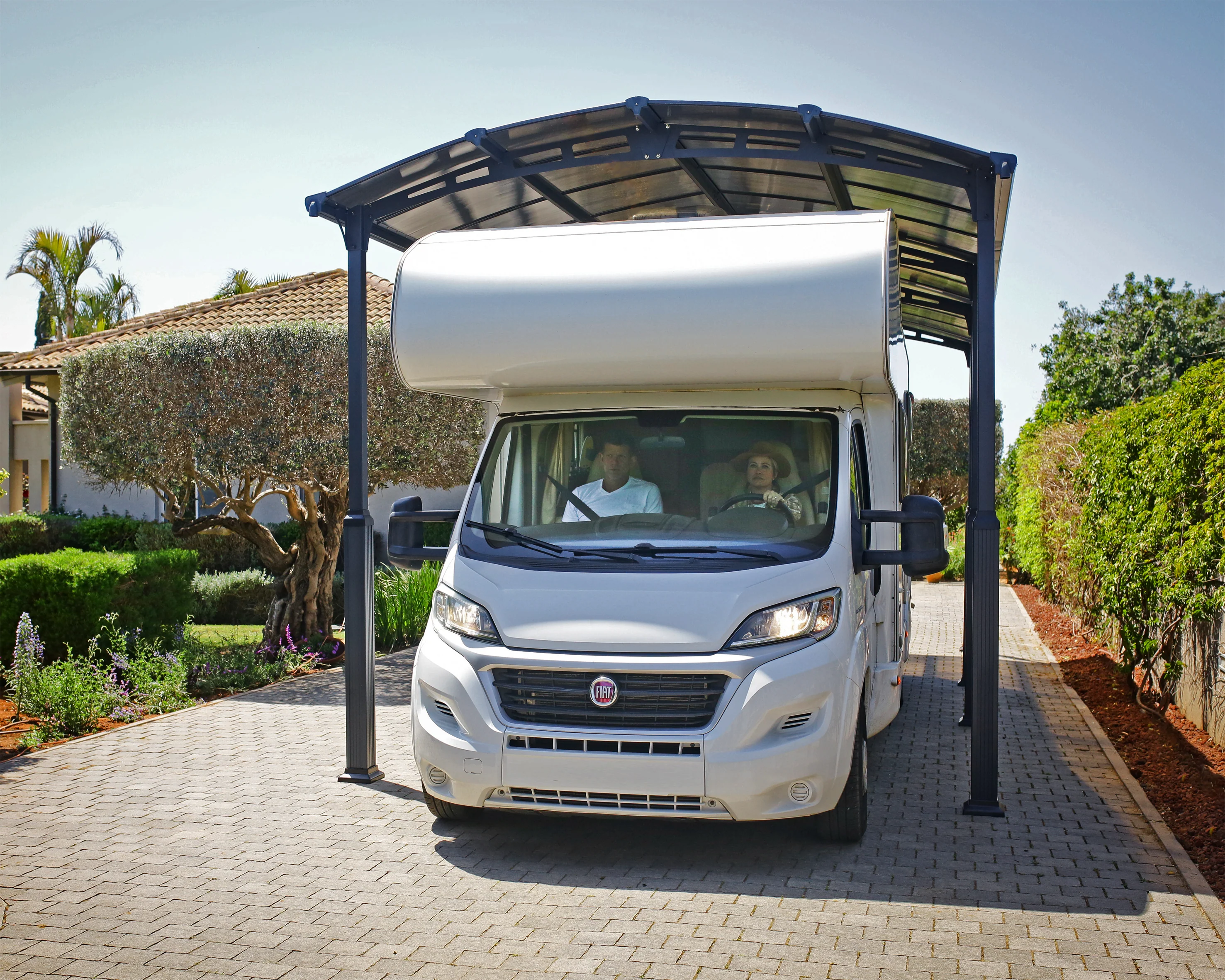 Alpine 12' x 28' Extra High Carport - Grey Aluminium & Twin-wall Polycarbonate Roof Panels - Image 14