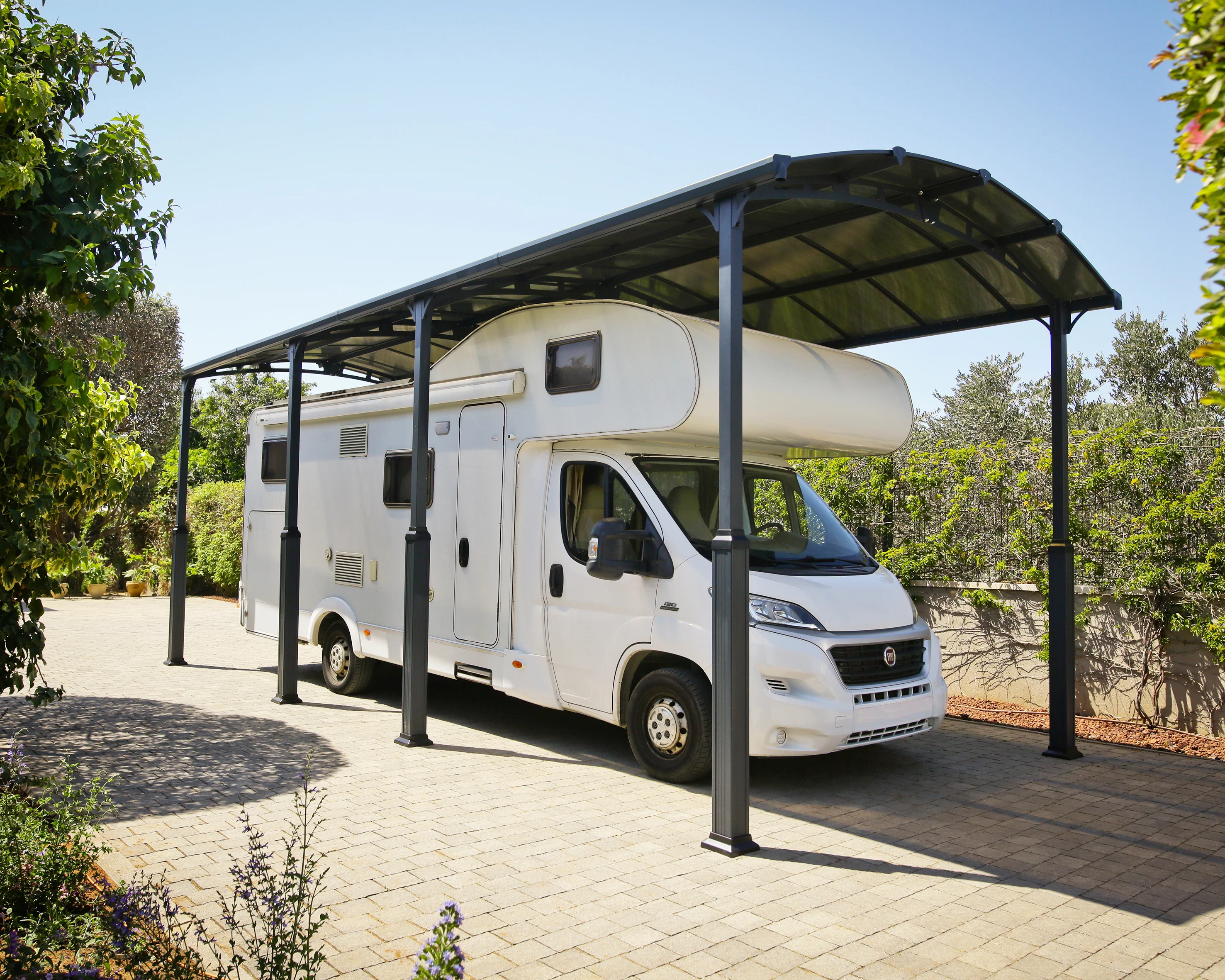 Alpine 12' x 28' Extra High Carport - Grey Aluminium & Twin-wall Polycarbonate Roof Panels - Image 16