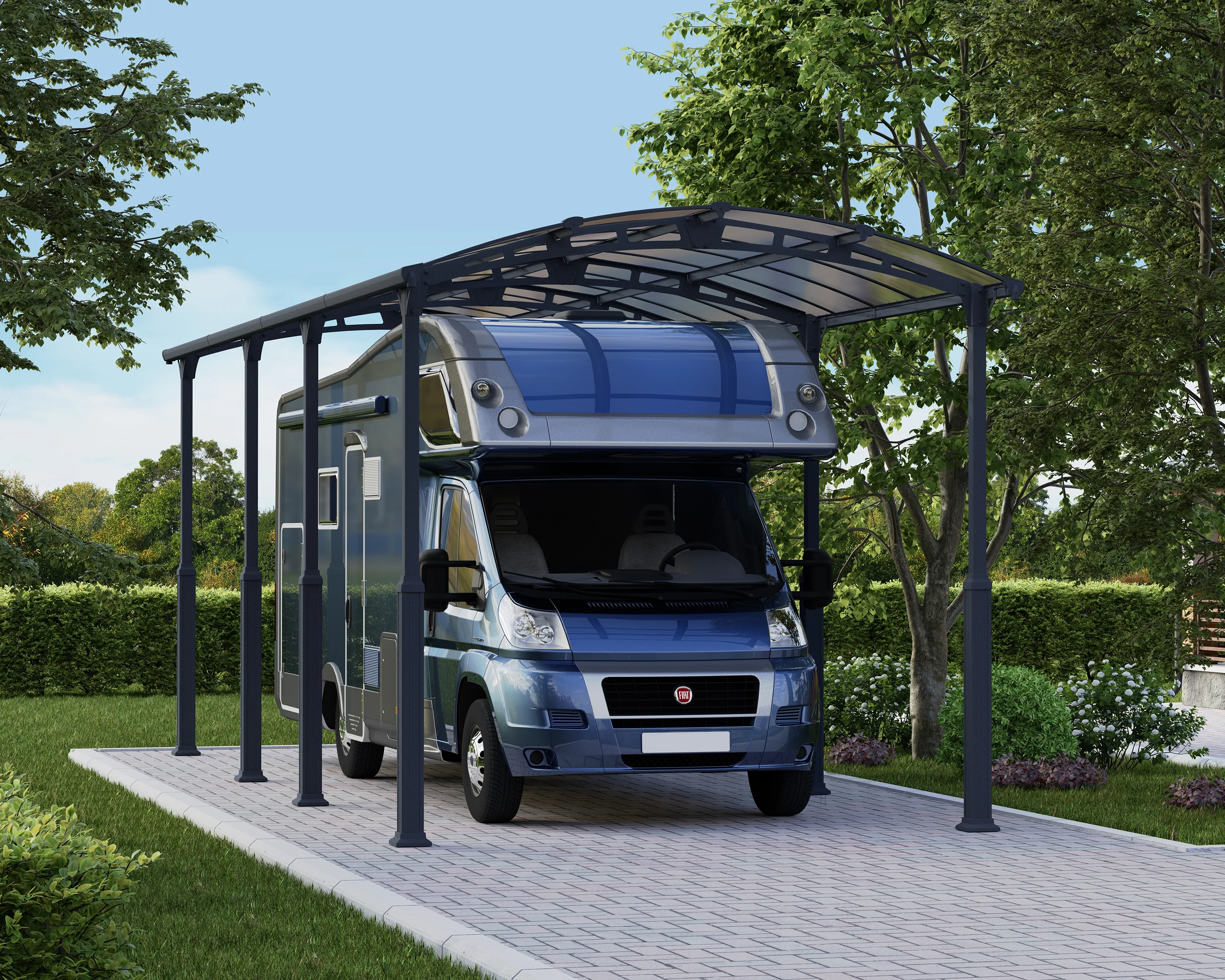 Alpine 12' x 28' Extra High Carport - Grey Aluminium & Twin-wall Polycarbonate Roof Panels - Image 17
