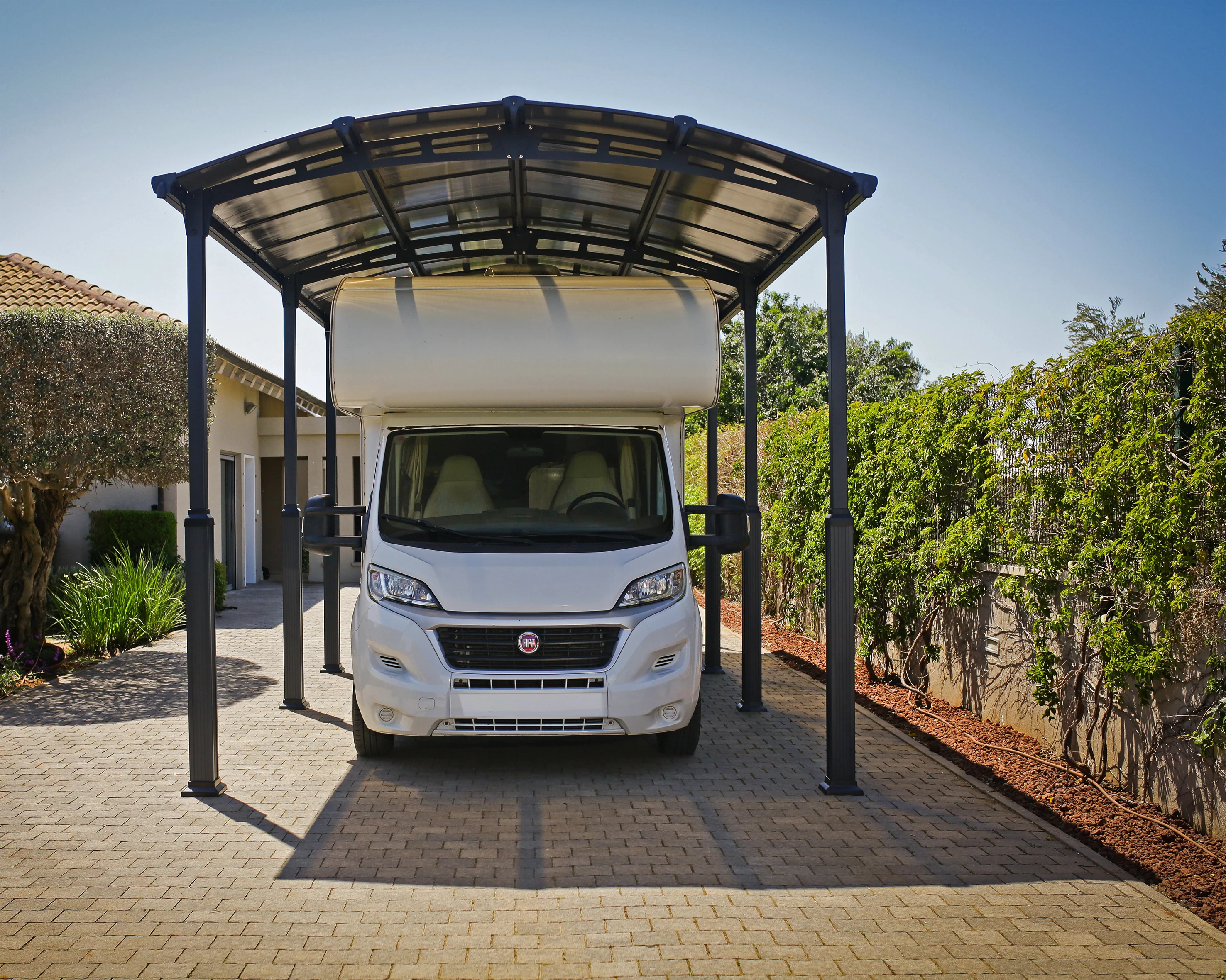 Alpine 12' x 28' Extra High Carport - Grey Aluminium & Twin-wall Polycarbonate Roof Panels - Image 19