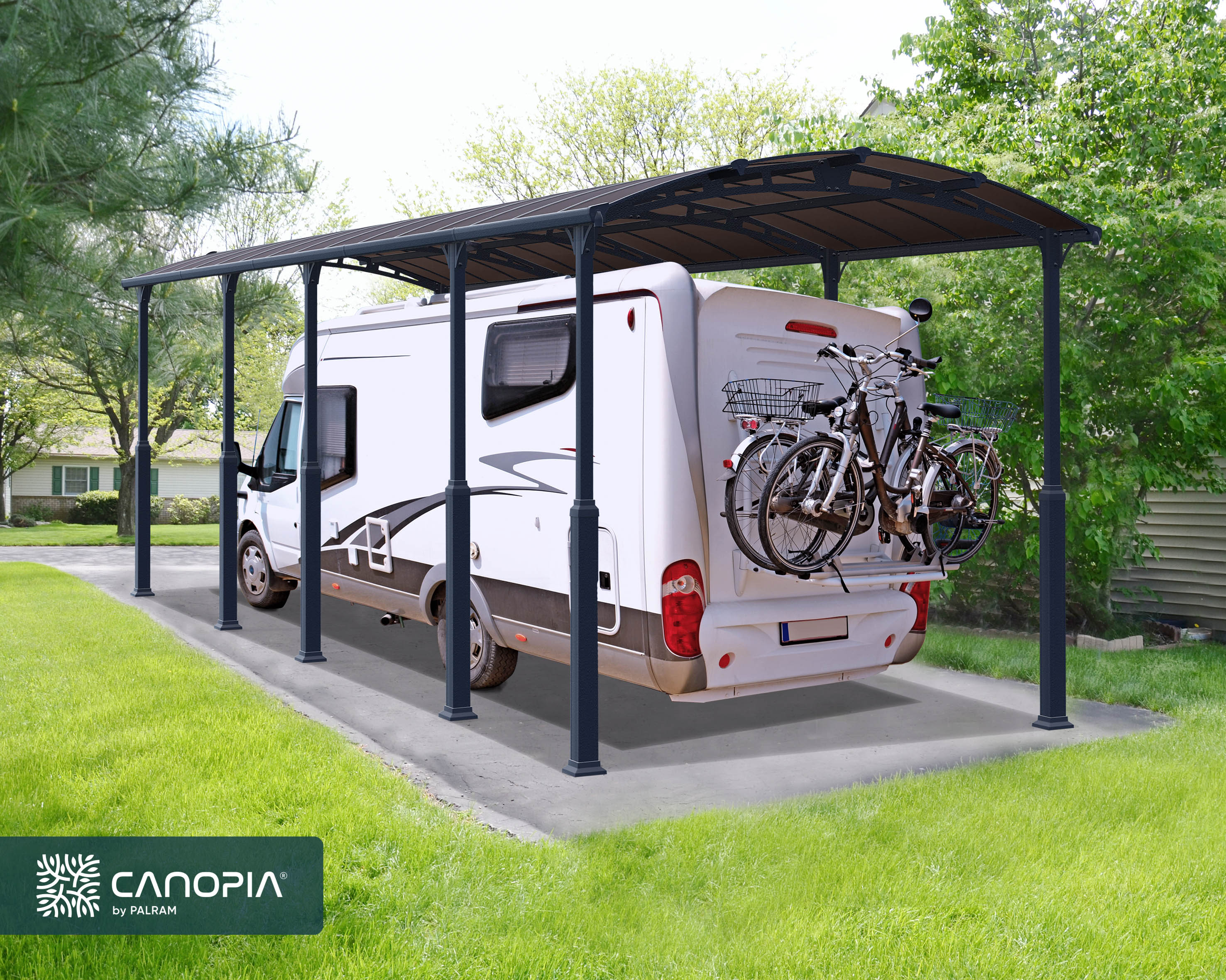Alpine 12 ft. x 35 ft. Extra High Carport - Grey Aluminium & Twin-wall Polycarbonate Roof Panels - Image 12