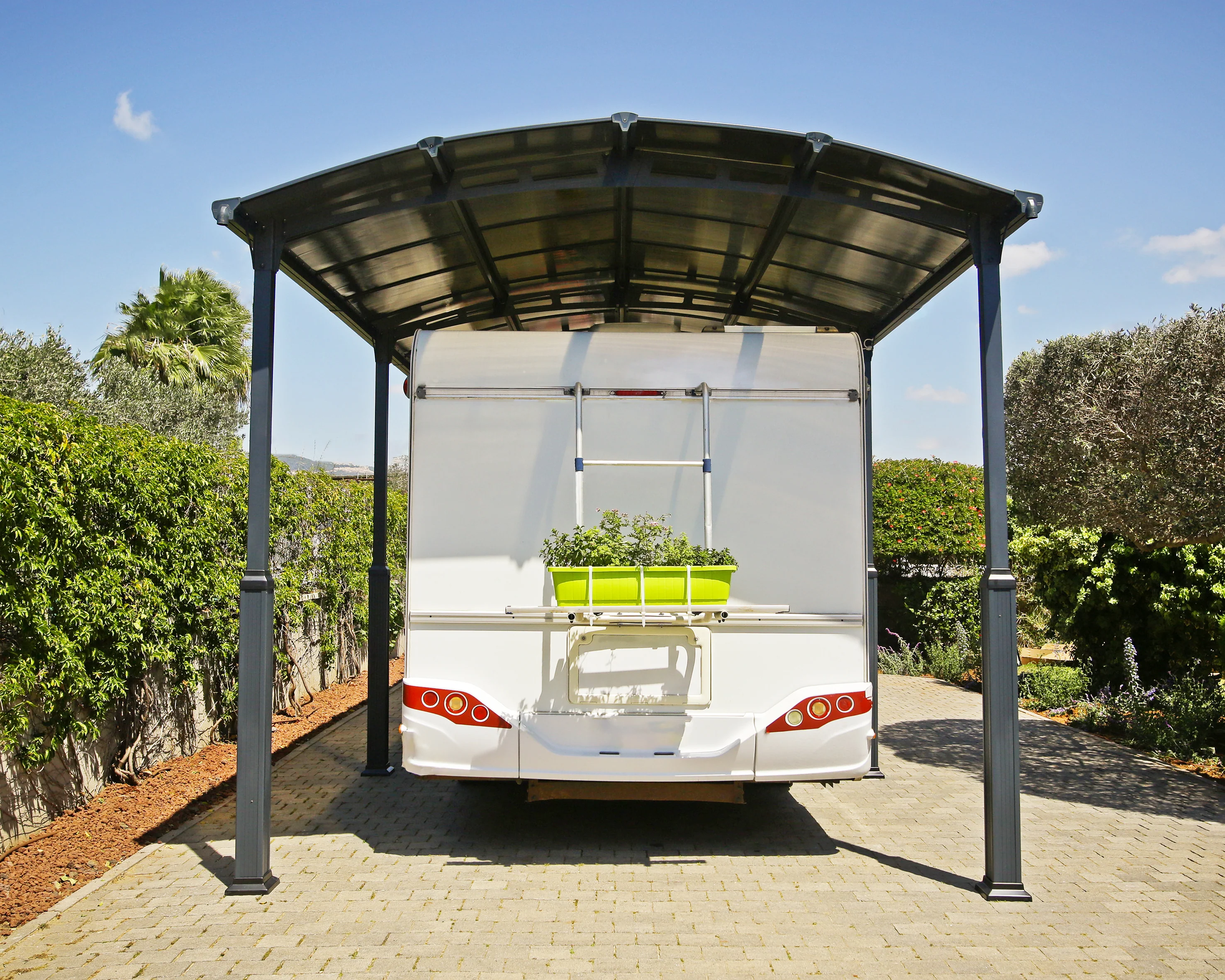 Alpine 12 ft. x 35 ft. Extra High Carport - Grey Aluminium & Twin-wall Polycarbonate Roof Panels - Image 17