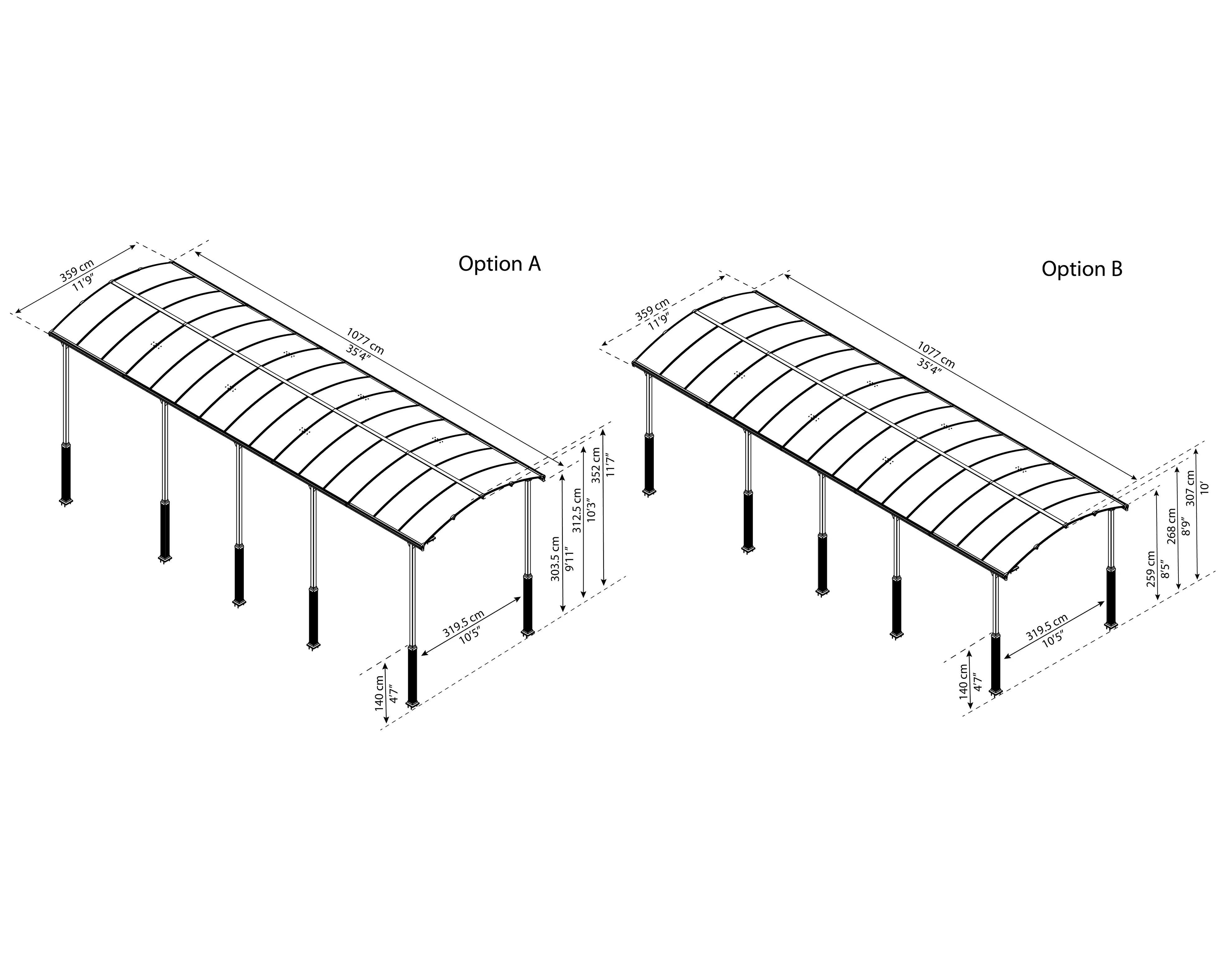 Alpine 12 ft. x 35 ft. Extra High Carport - Grey Aluminium & Twin-wall Polycarbonate Roof Panels - Image 4