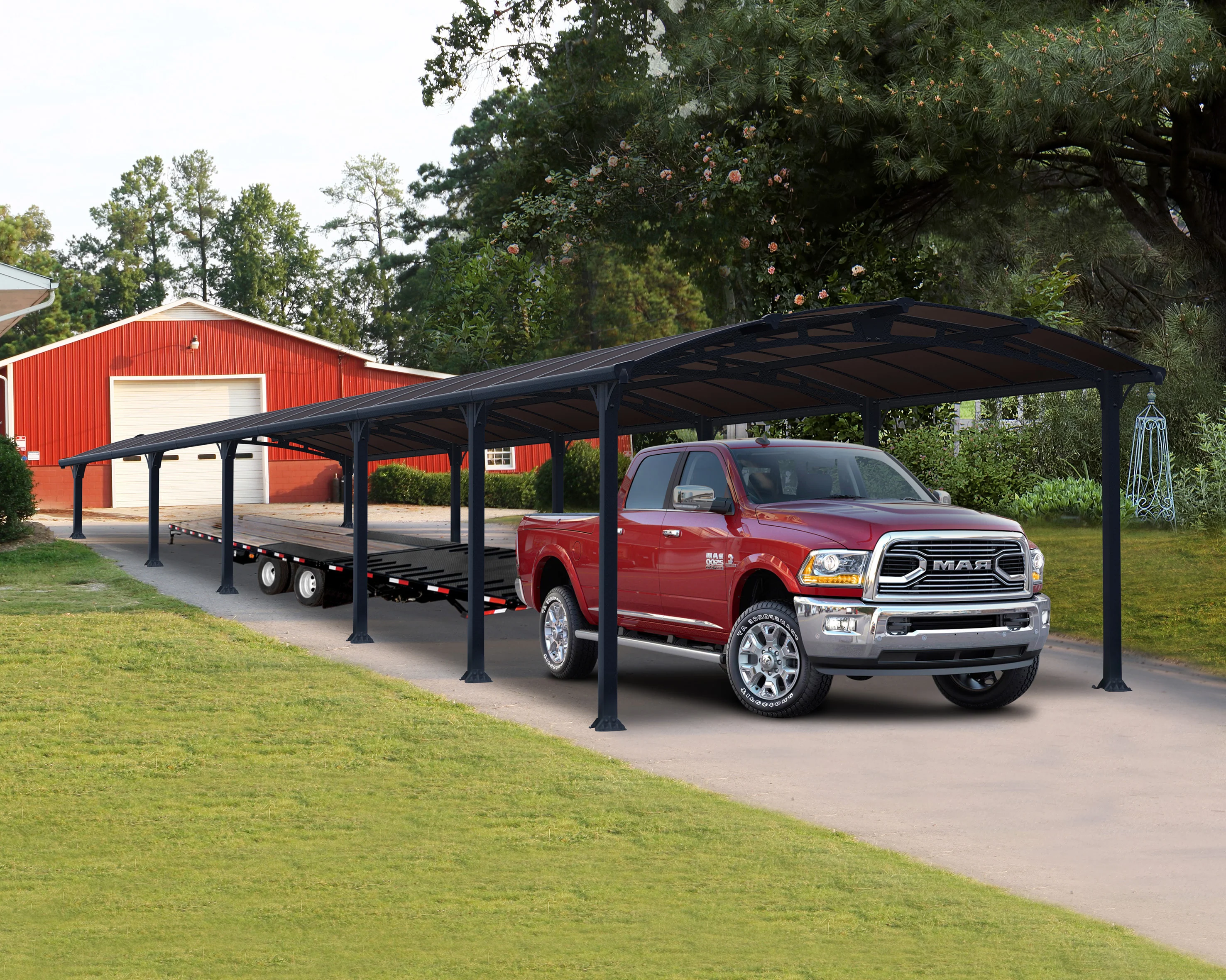Alpine 12' x 42' Extra High Carport - Grey Aluminium & Twin-wall Polycarbonate Roof Panels - Image 13