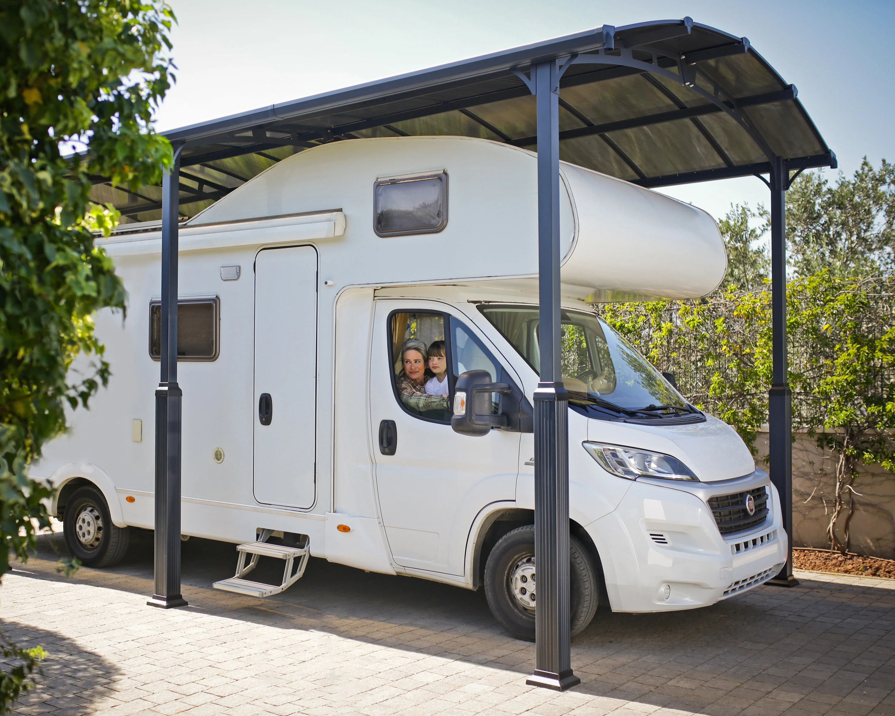 Alpine 12' x 42' Extra High Carport - Grey Aluminium & Twin-wall Polycarbonate Roof Panels - Image 20