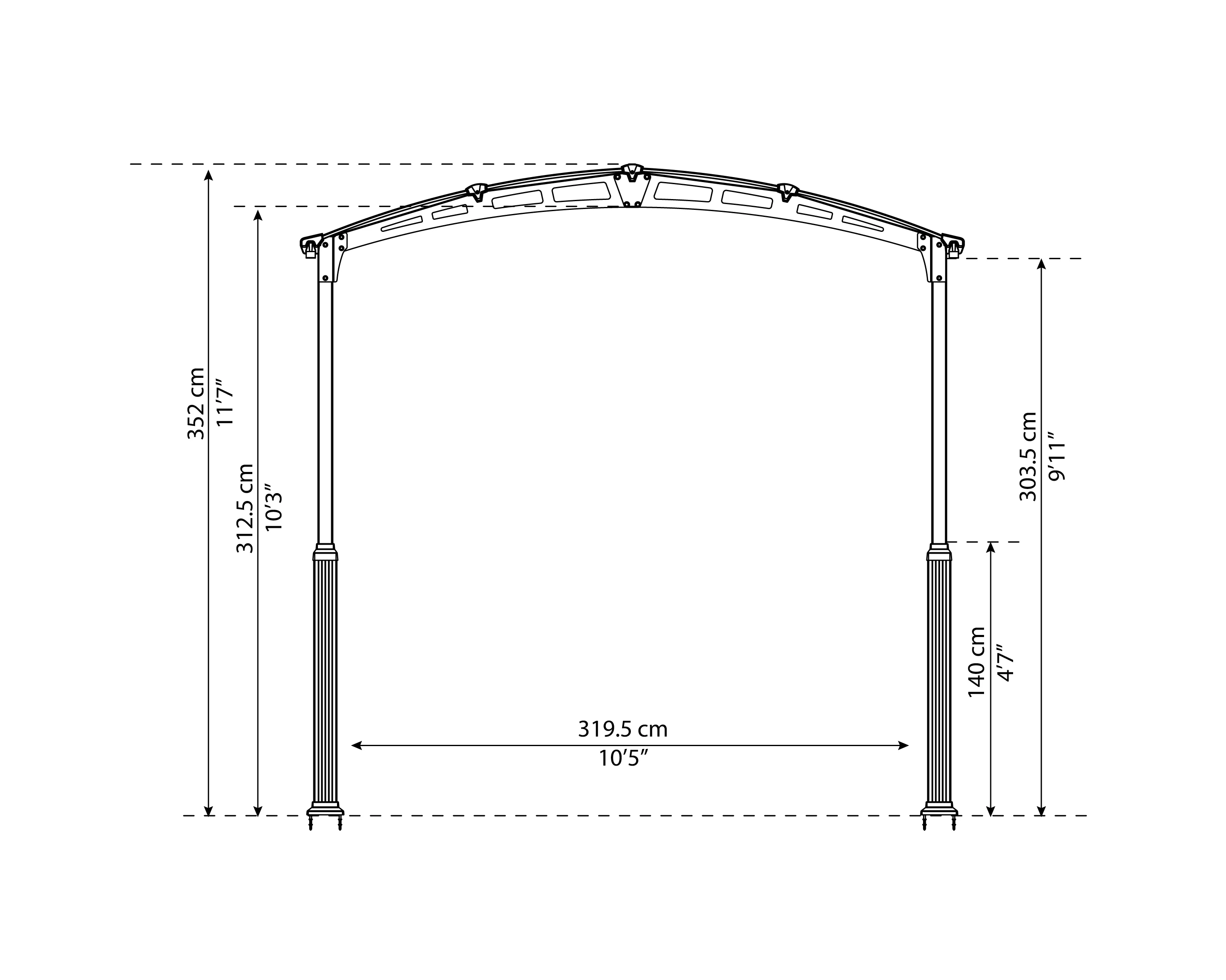 Alpine 12' x 42' Extra High Carport - Grey Aluminium & Twin-wall Polycarbonate Roof Panels - Image 5