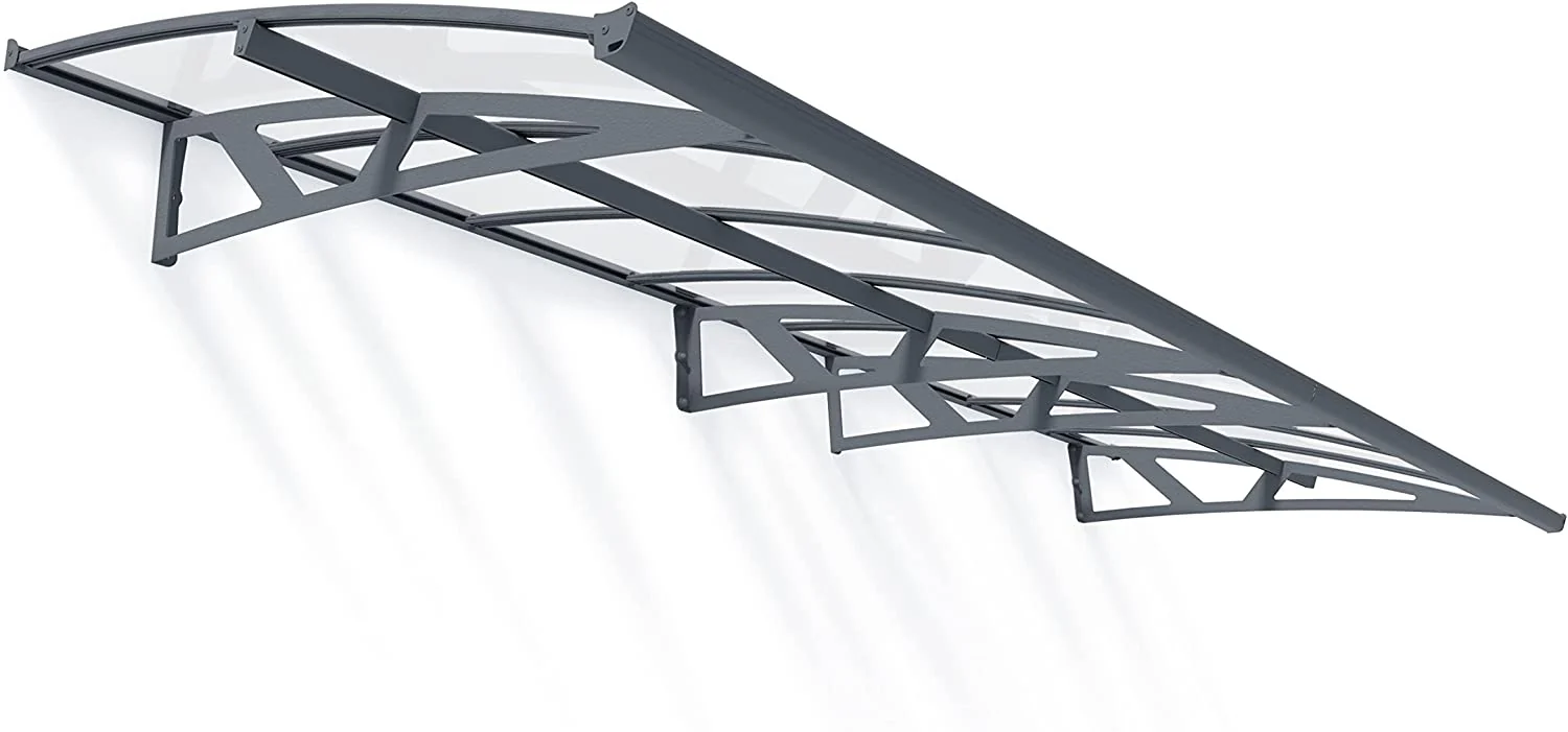 Amsterdam 4.5m x 1.4m Door Canopy - Grey Frame & Clear Polycarbonate - Image 5