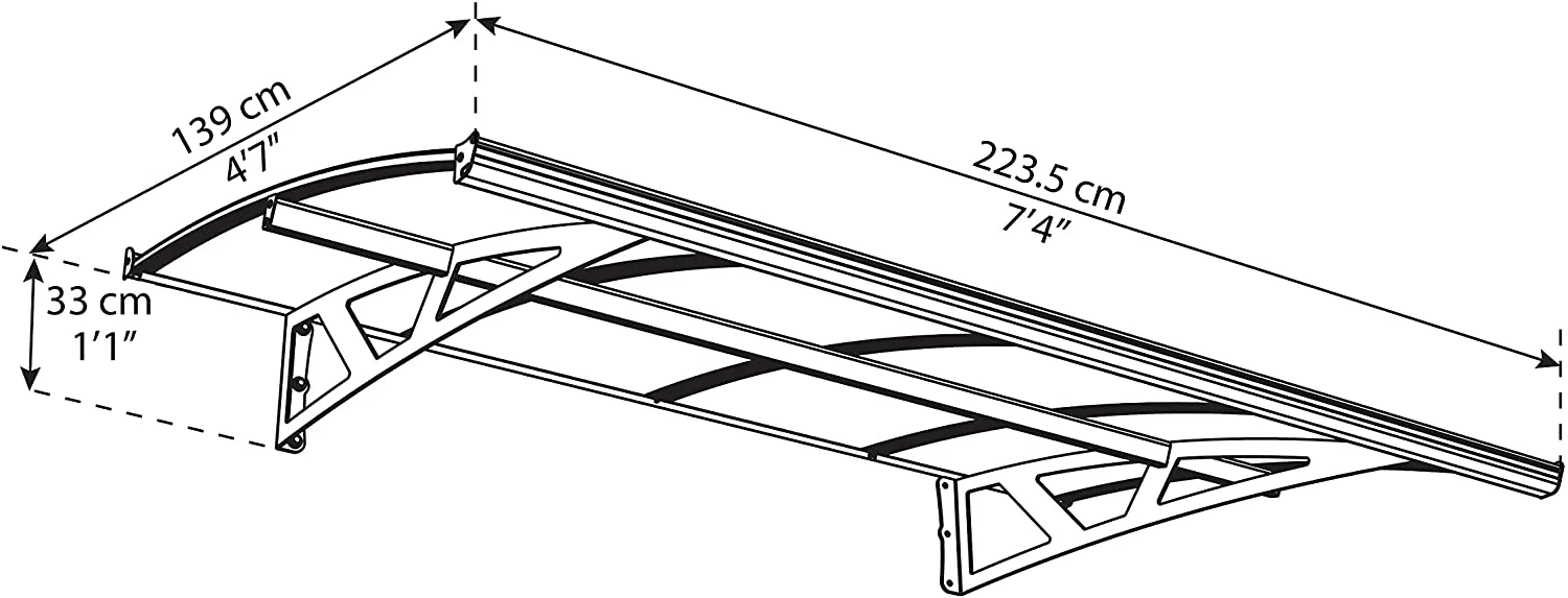 Amsterdam 2.2m x 1.4m Door Canopy - Grey Frame & Clear Acryl - Image 4