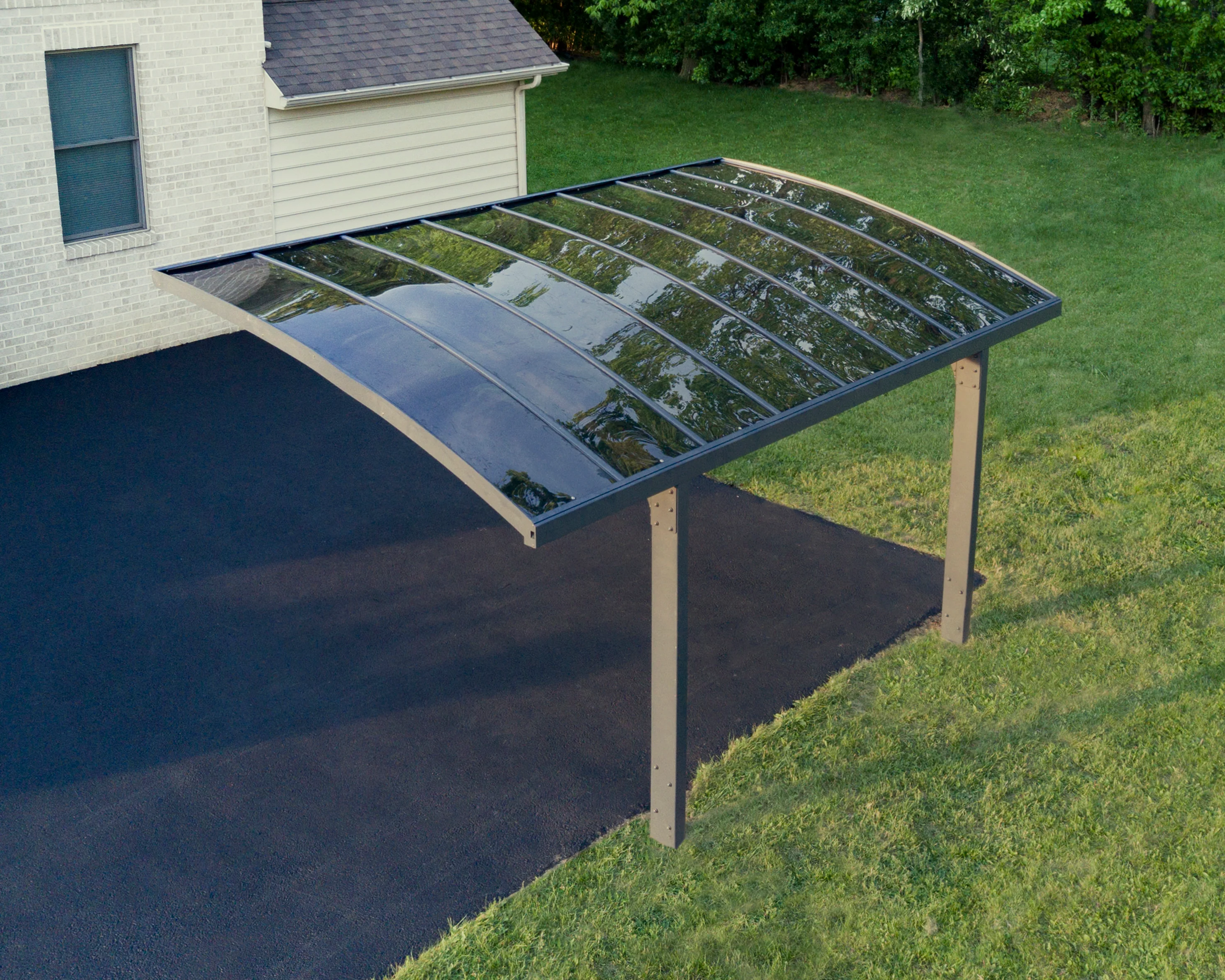 Arizona Breeze 10' x 16' Cantilever Carport- Grey & Twin-Wall Polycarbonate Roof Panels - Image 3