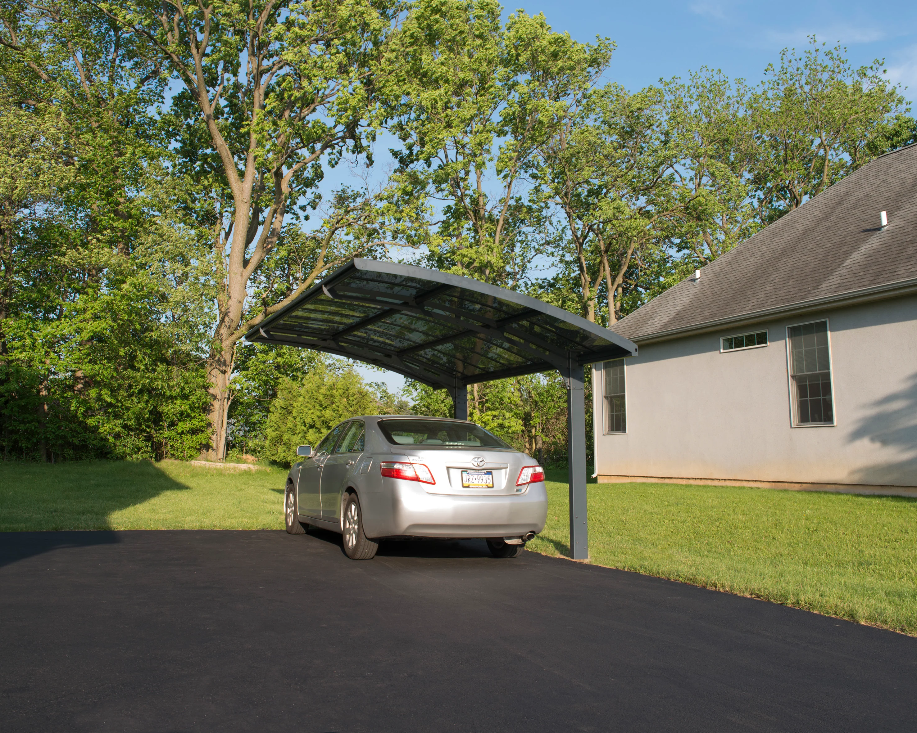 Arizona Breeze 10' x 16' Cantilever Carport- Grey & Twin-Wall Polycarbonate Roof Panels - Image 5