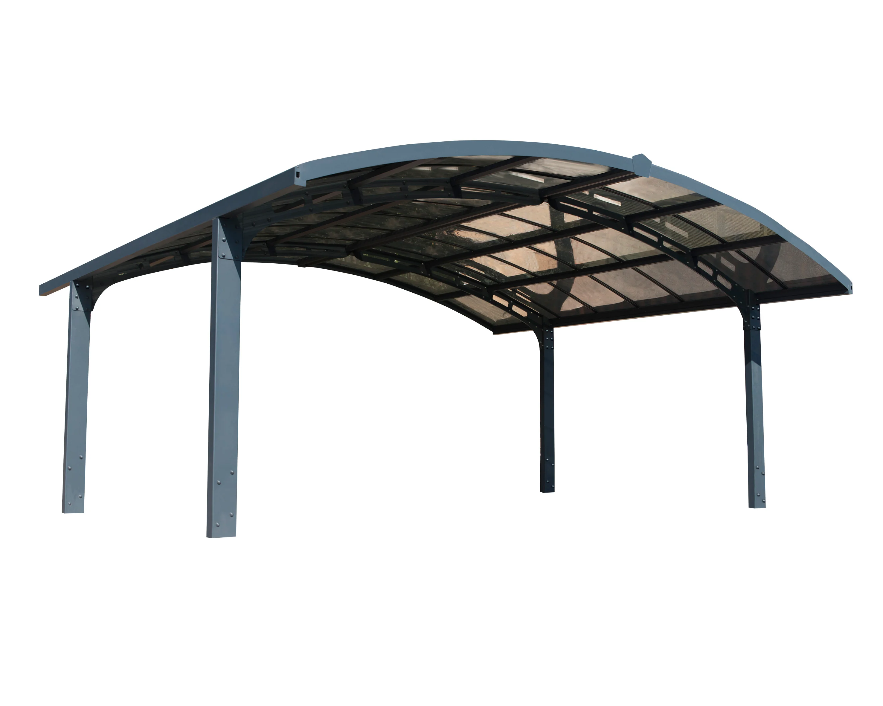 Arizona Double Wings 16' x 19' Carport - Grey Aluminium & Solid Polycarbonate Roof - Image 10
