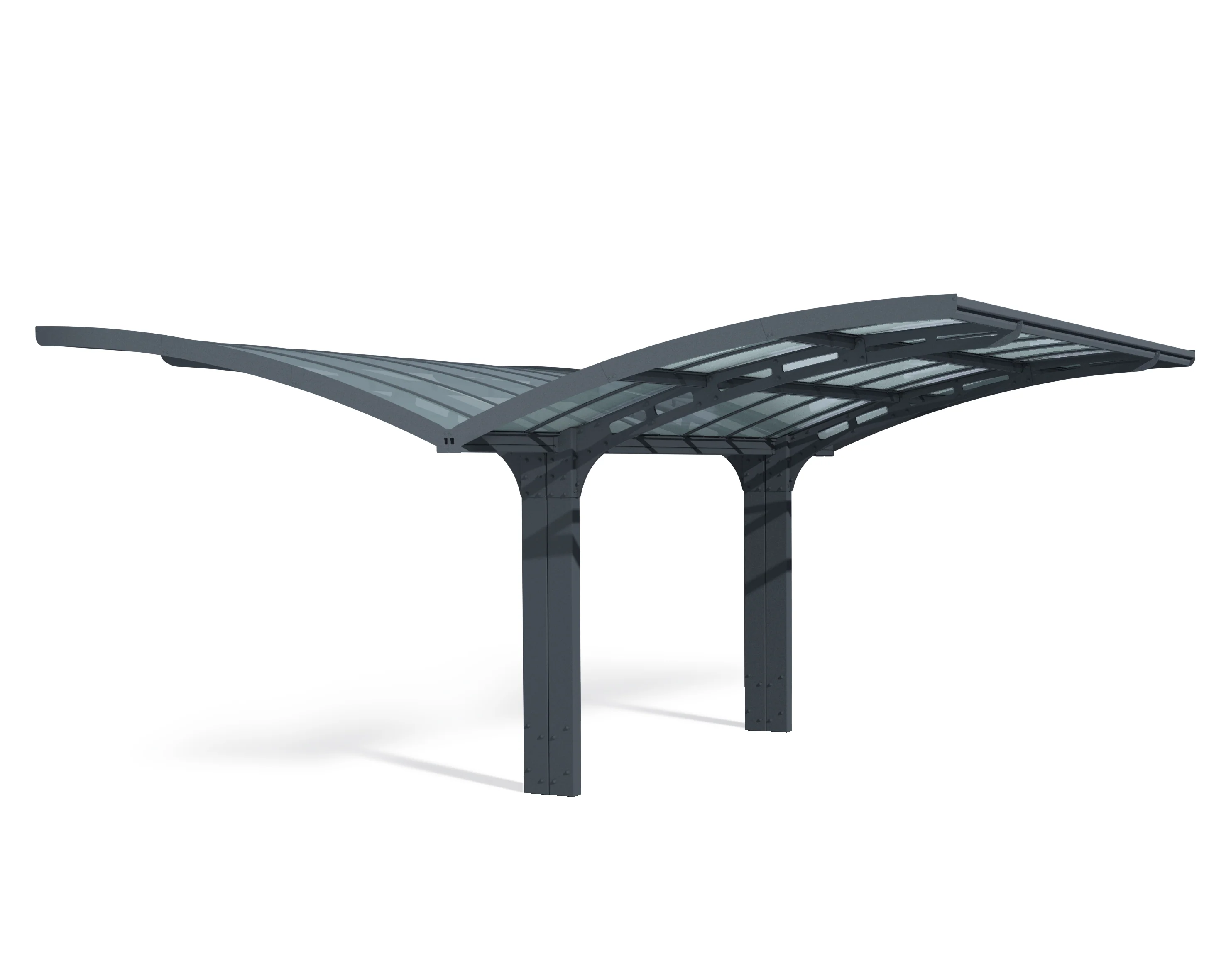 Arizona Double Wings 16' x 19' Carport - Grey Aluminium & Solid Polycarbonate Roof - Image 11