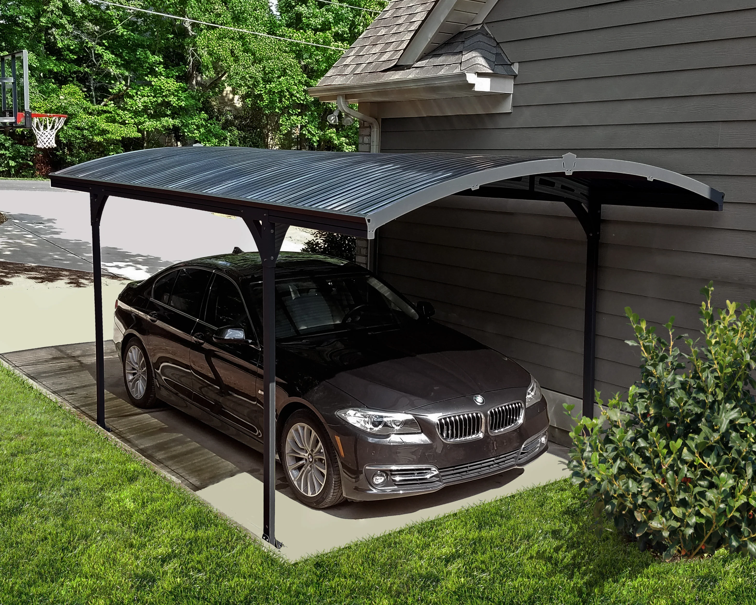 Atlas 10' x 16' Carport - Grey Aluminium & Polycarbonate Roof Panels - Image 10