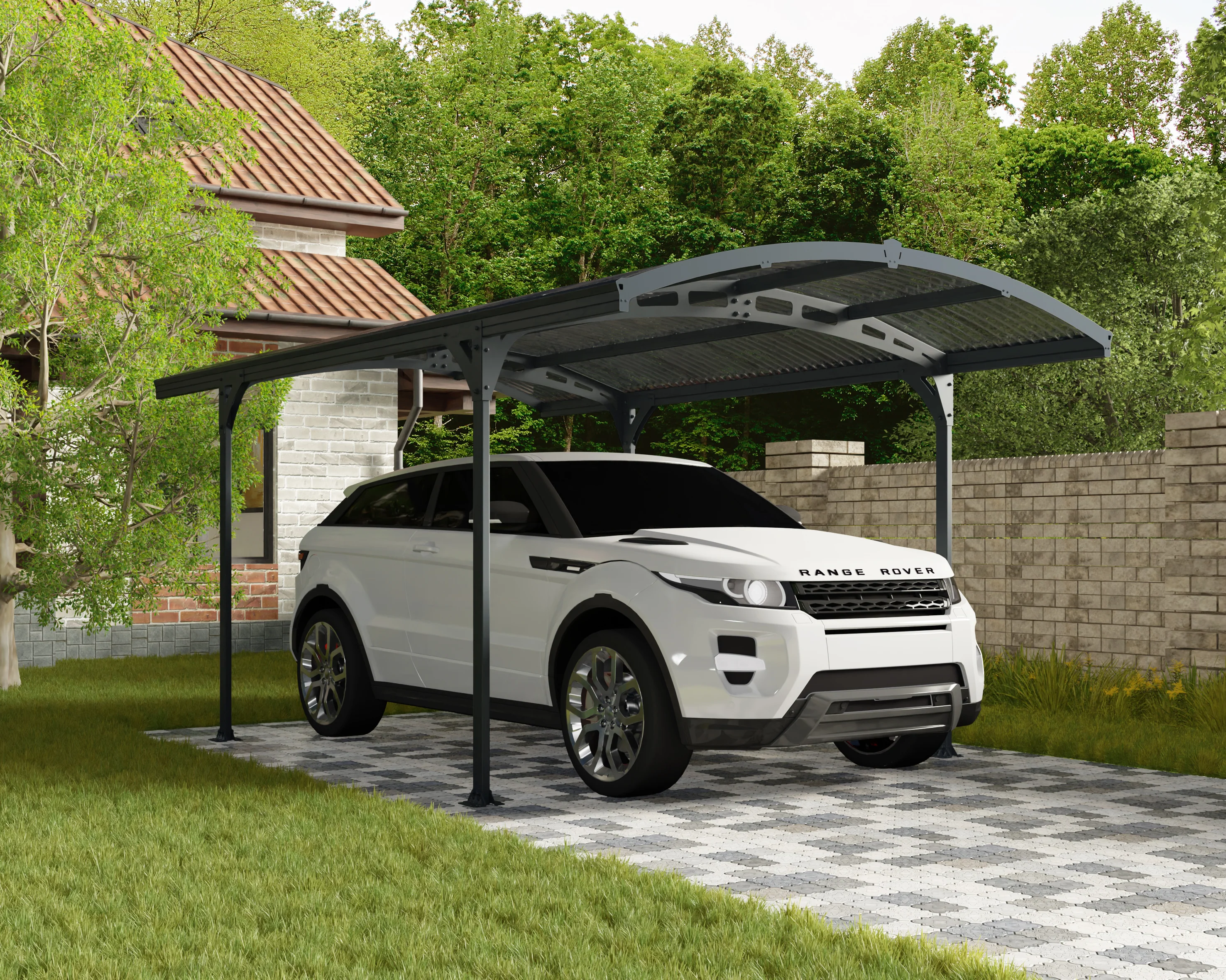 Atlas 10' x 16' Carport - Grey Aluminium & Polycarbonate Roof Panels - Image 9