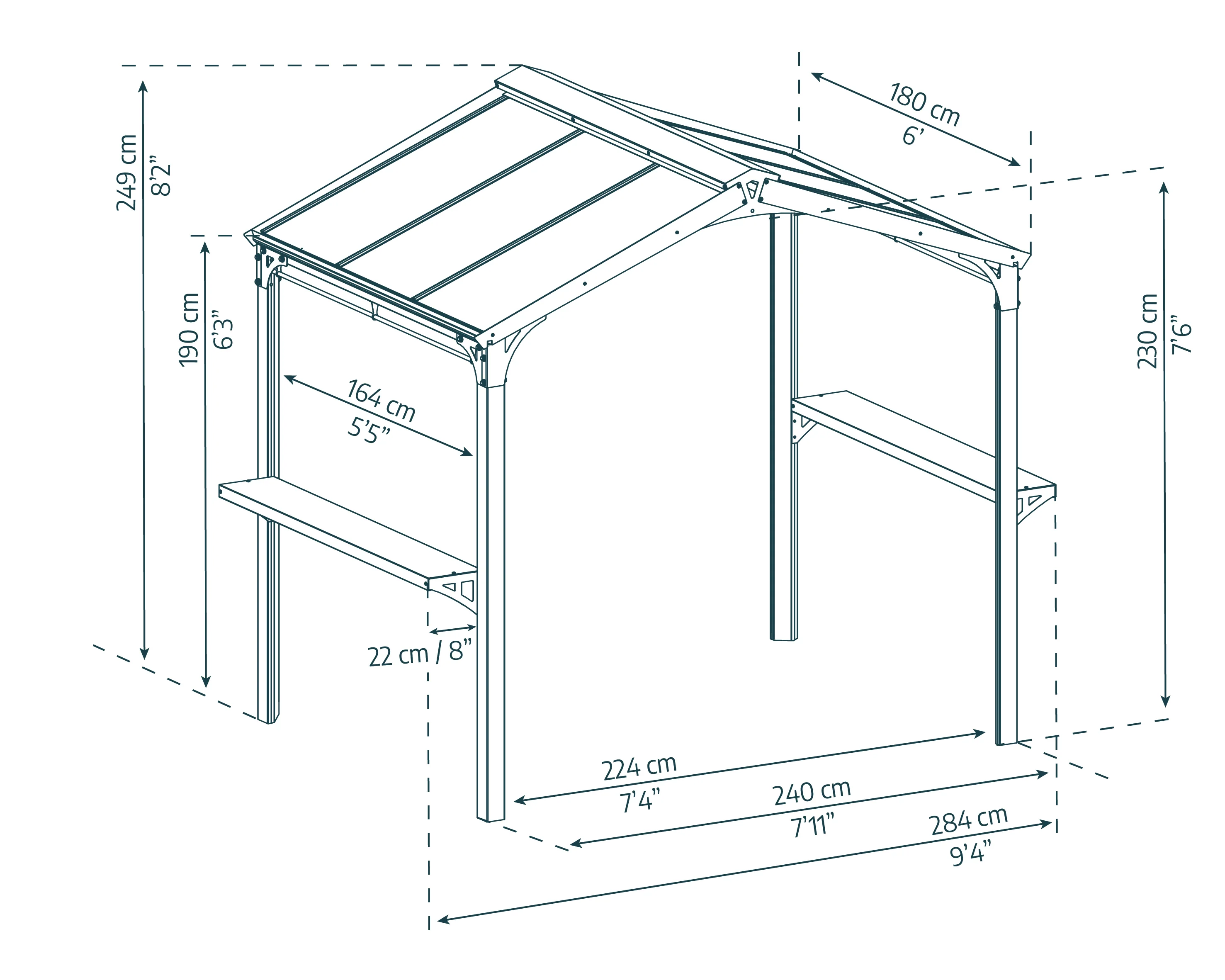 Austin 1.8m x 2.4m Outdoor BBQ Gazebo in Black Aluminium with Polycarbonate Roof - Image 17