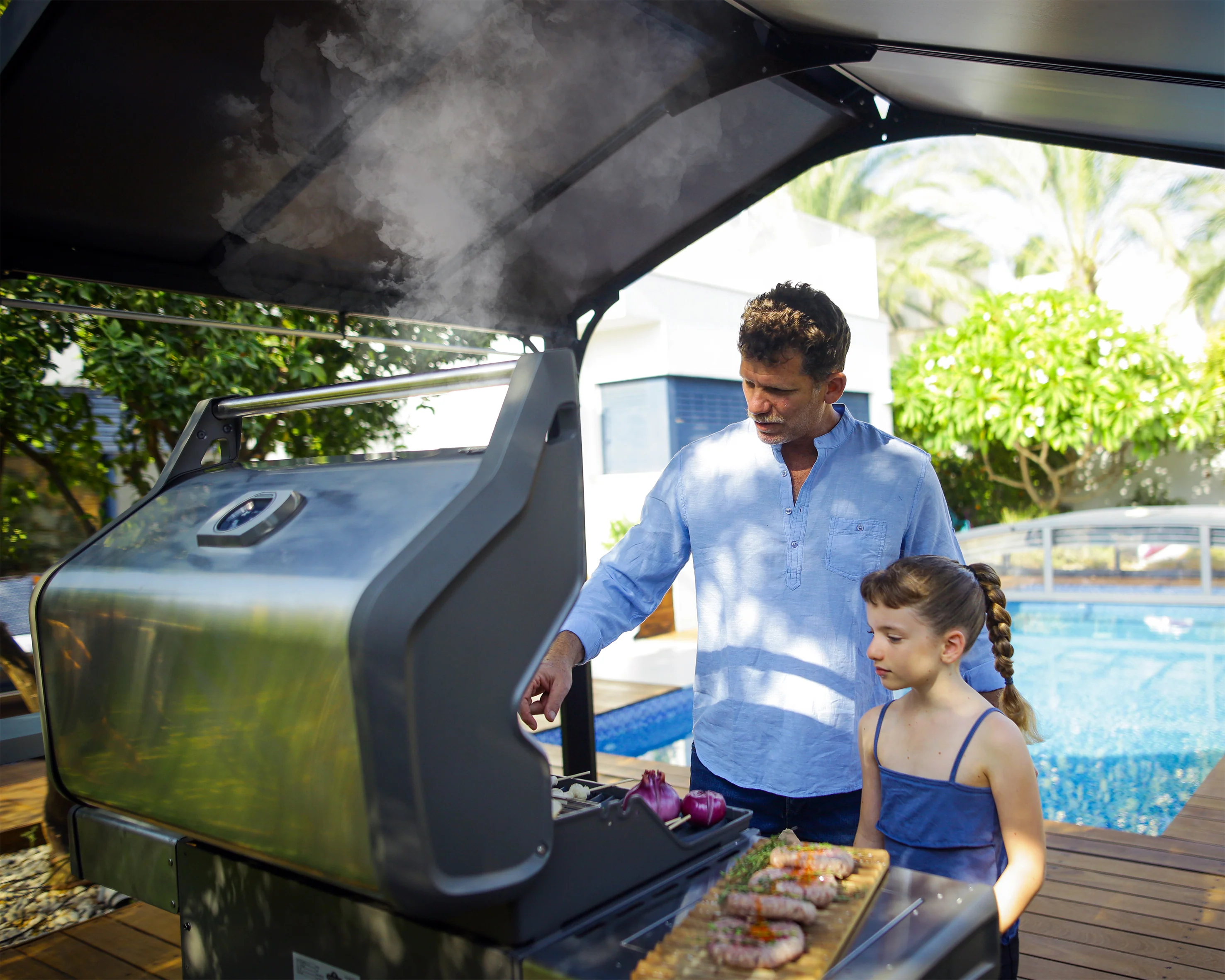 Austin 1.8m x 2.4m Outdoor BBQ Gazebo in Black Aluminium with Polycarbonate Roof - Image 4