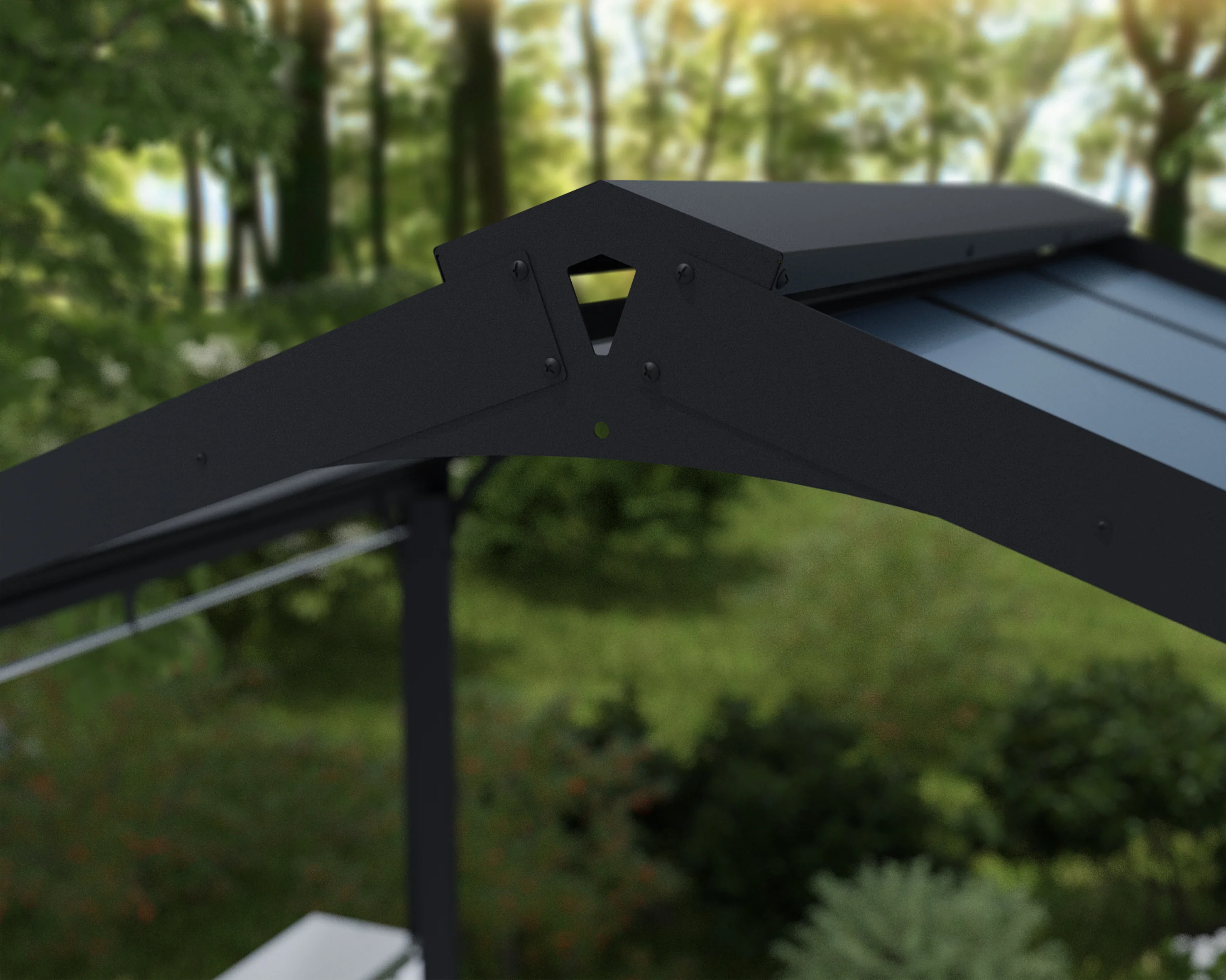 Austin 1.8m x 2.4m Outdoor BBQ Gazebo in Black Aluminium with Polycarbonate Roof - Image 7