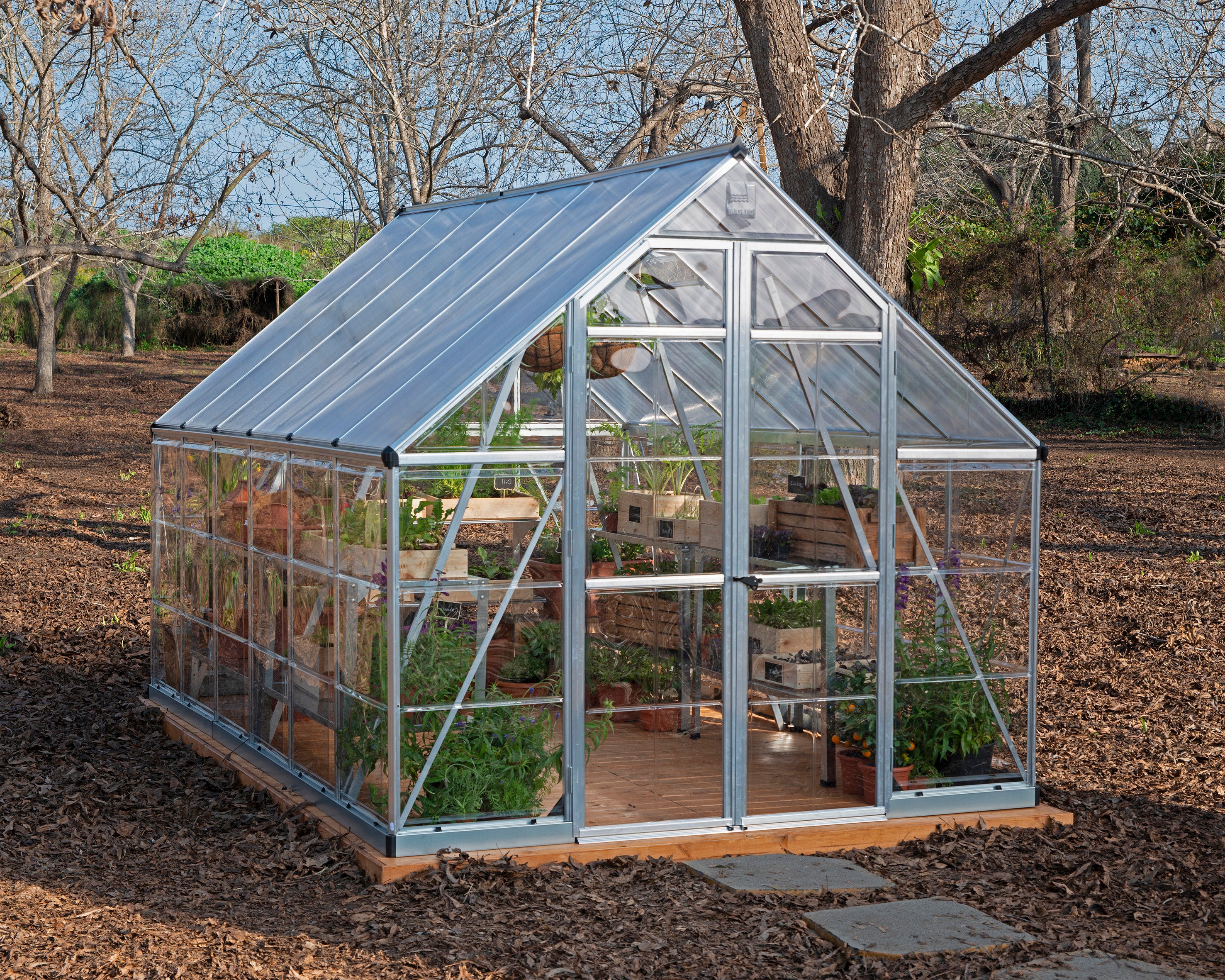 Balance 8' x 12' Greenhouse - Silver Frame & Hybrid Polycarbonate Panels - Image 11