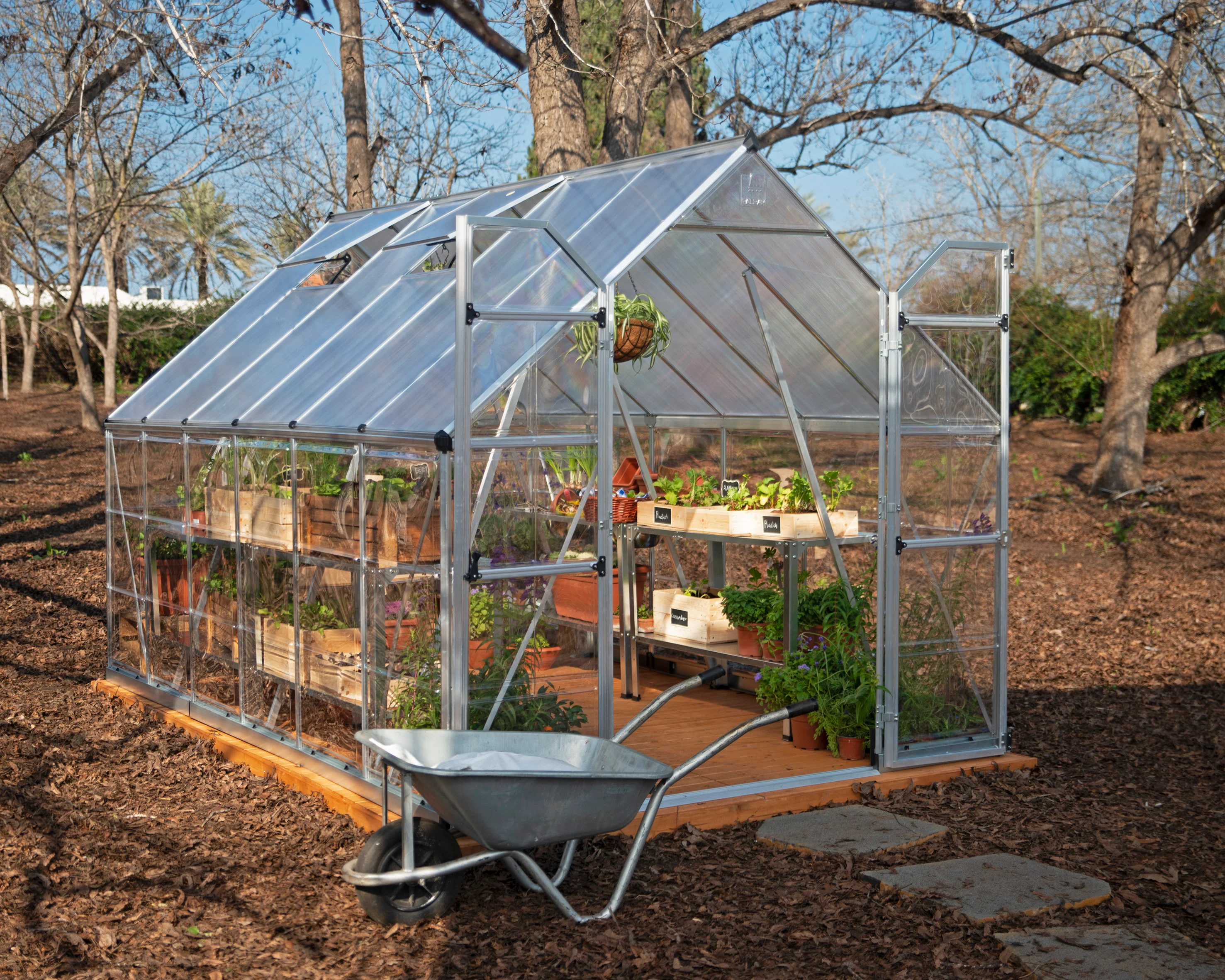 Balance 8' x 12' Greenhouse - Silver Frame & Hybrid Polycarbonate Panels - Image 17