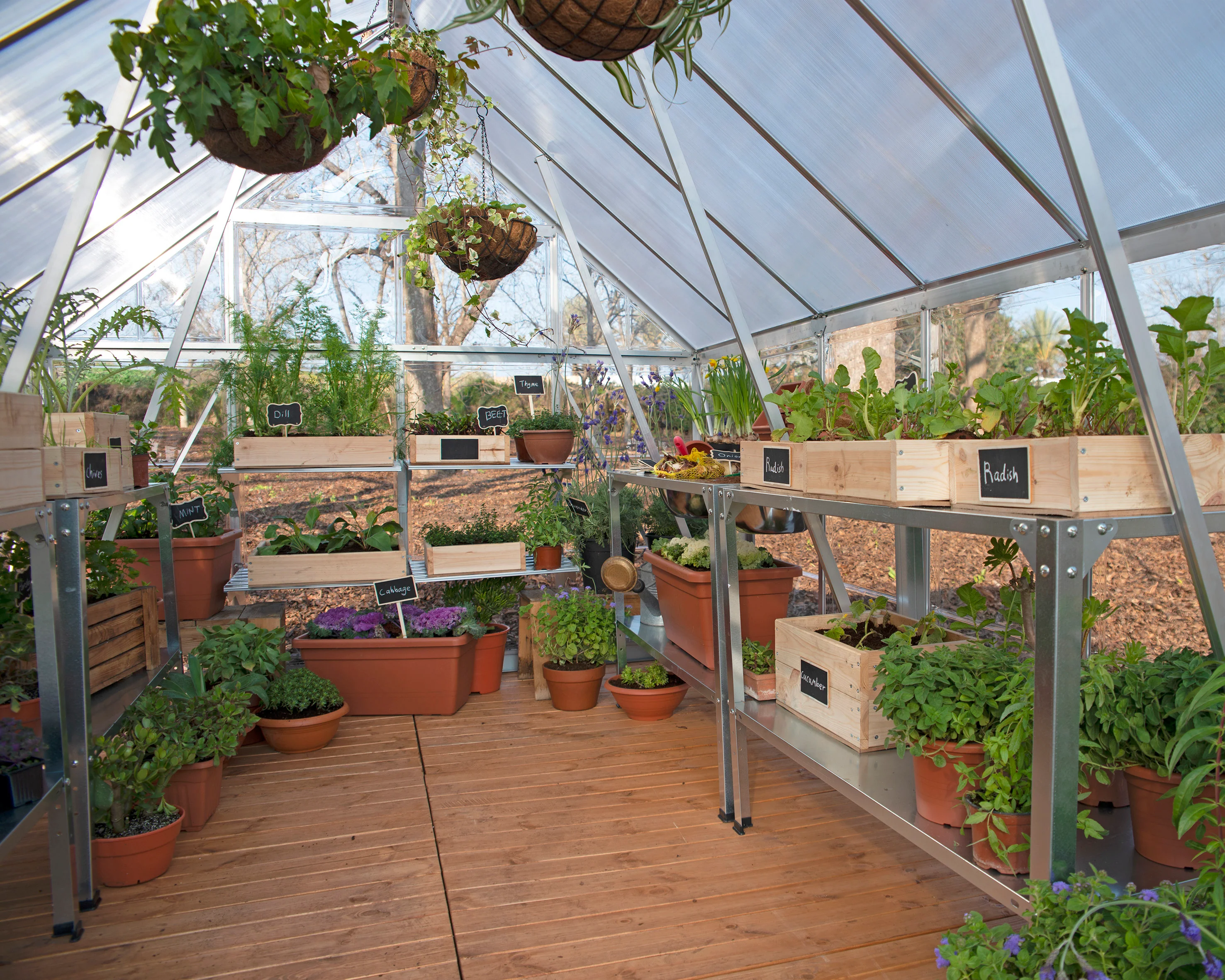 Balance 8' x 12' Greenhouse - Silver Frame & Hybrid Polycarbonate Panels - Image 2