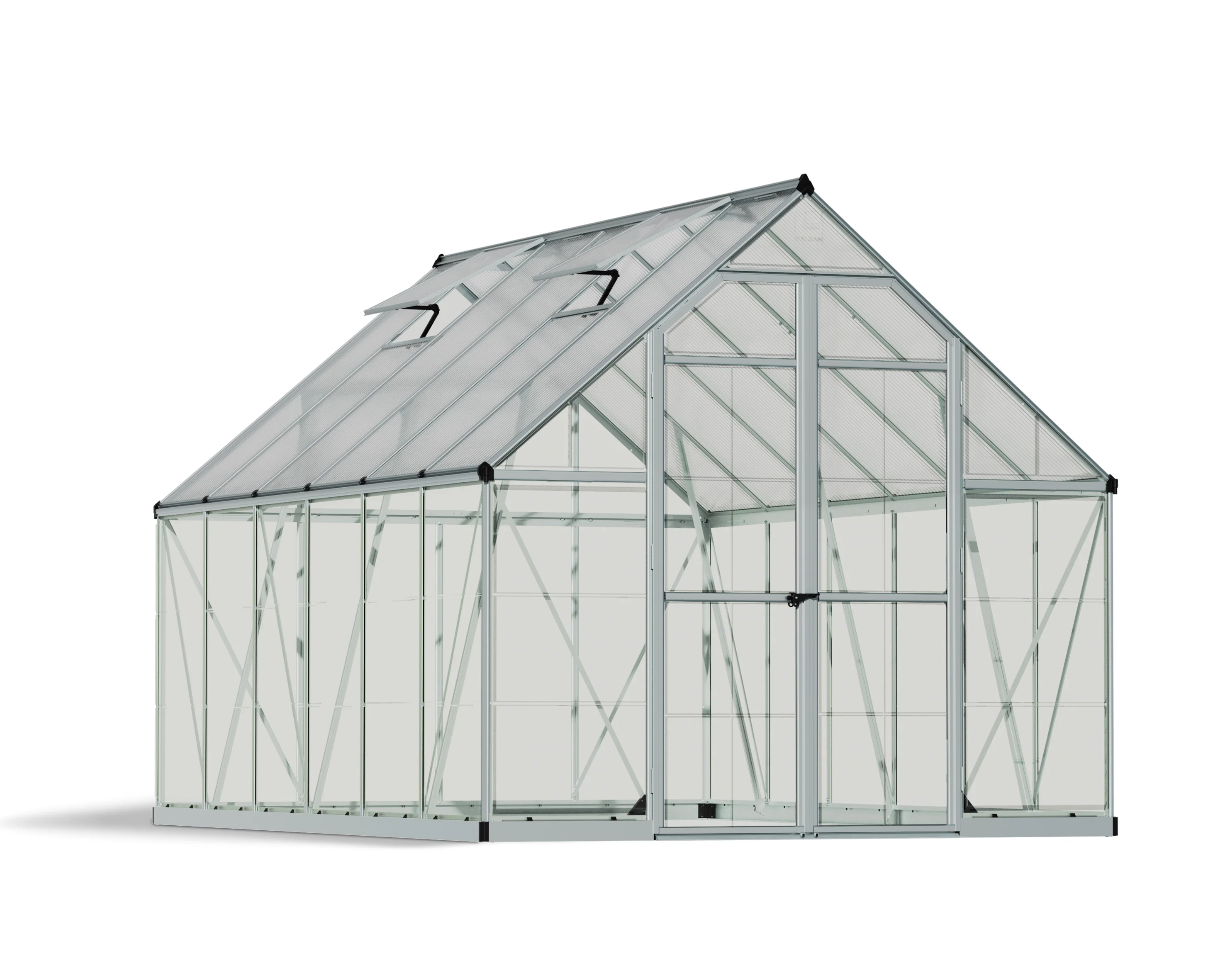 Balance 8' x 12' Greenhouse - Silver Frame & Hybrid Polycarbonate Panels - Image 5