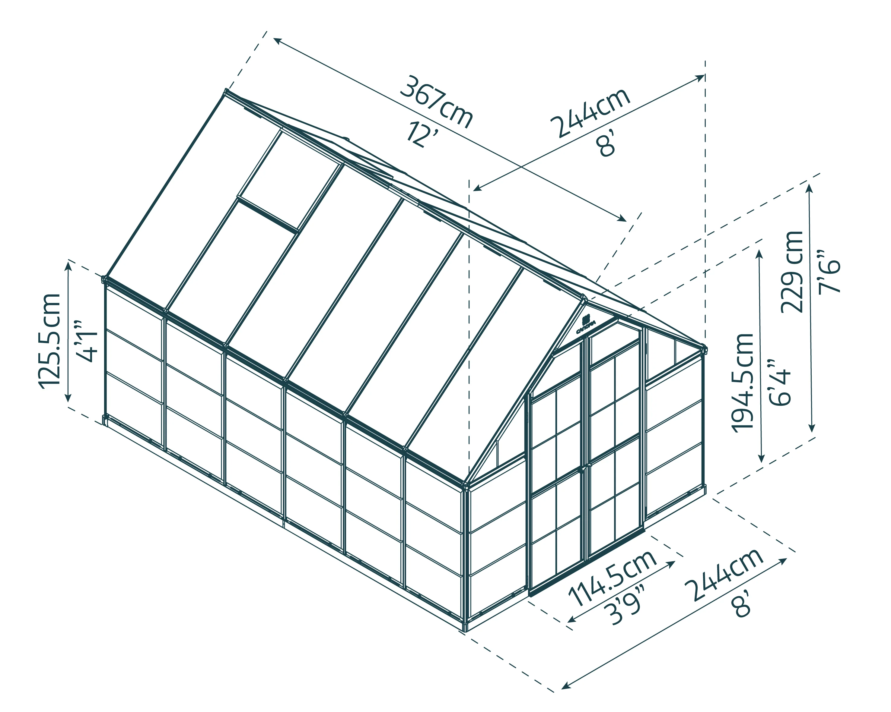 Balance 8' x 12' Greenhouse - Silver Frame & Hybrid Polycarbonate Panels - Image 9