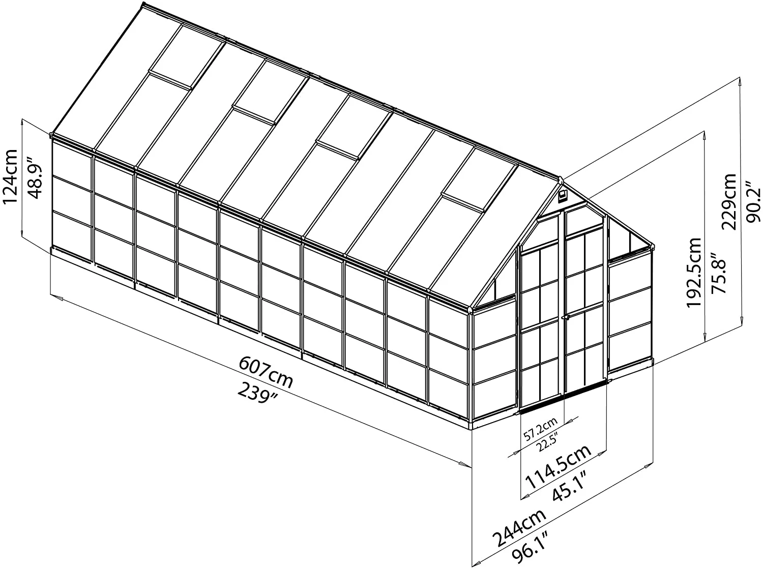 Balance 8' x 20' Greenhouse - Green Frame & Hybrid Polycarbonate Panels - Image 7