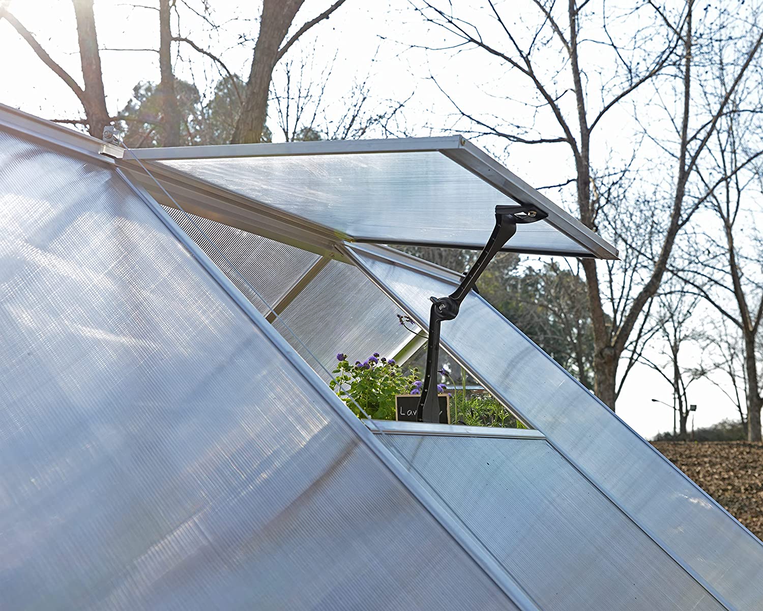 Balance 8' x 8' Greenhouse - Silver Frame & Hybrid Polycarbonate Panels - Image 3