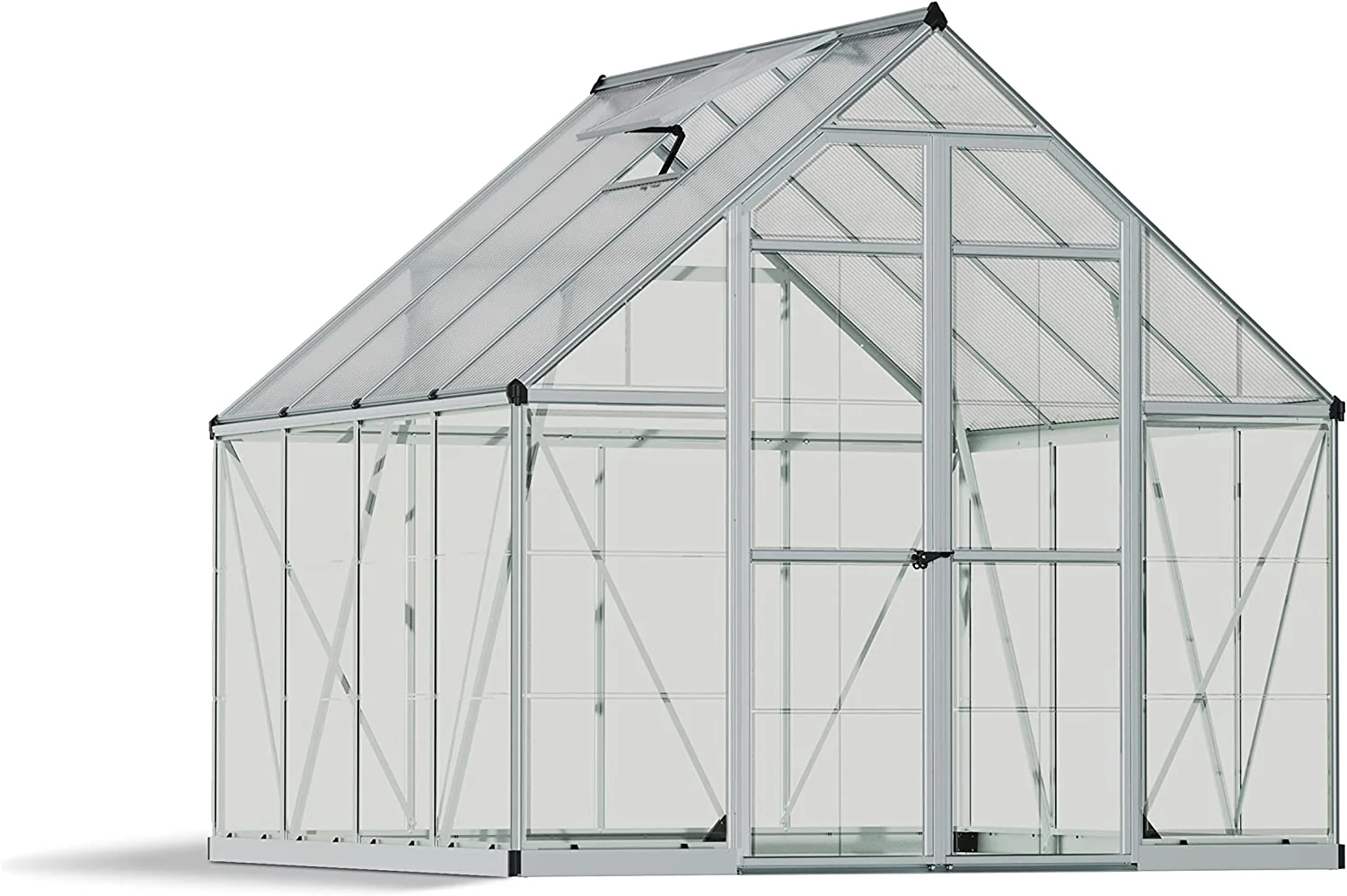 Balance 8' x 8' Greenhouse - Silver Frame & Hybrid Polycarbonate Panels - Image 5