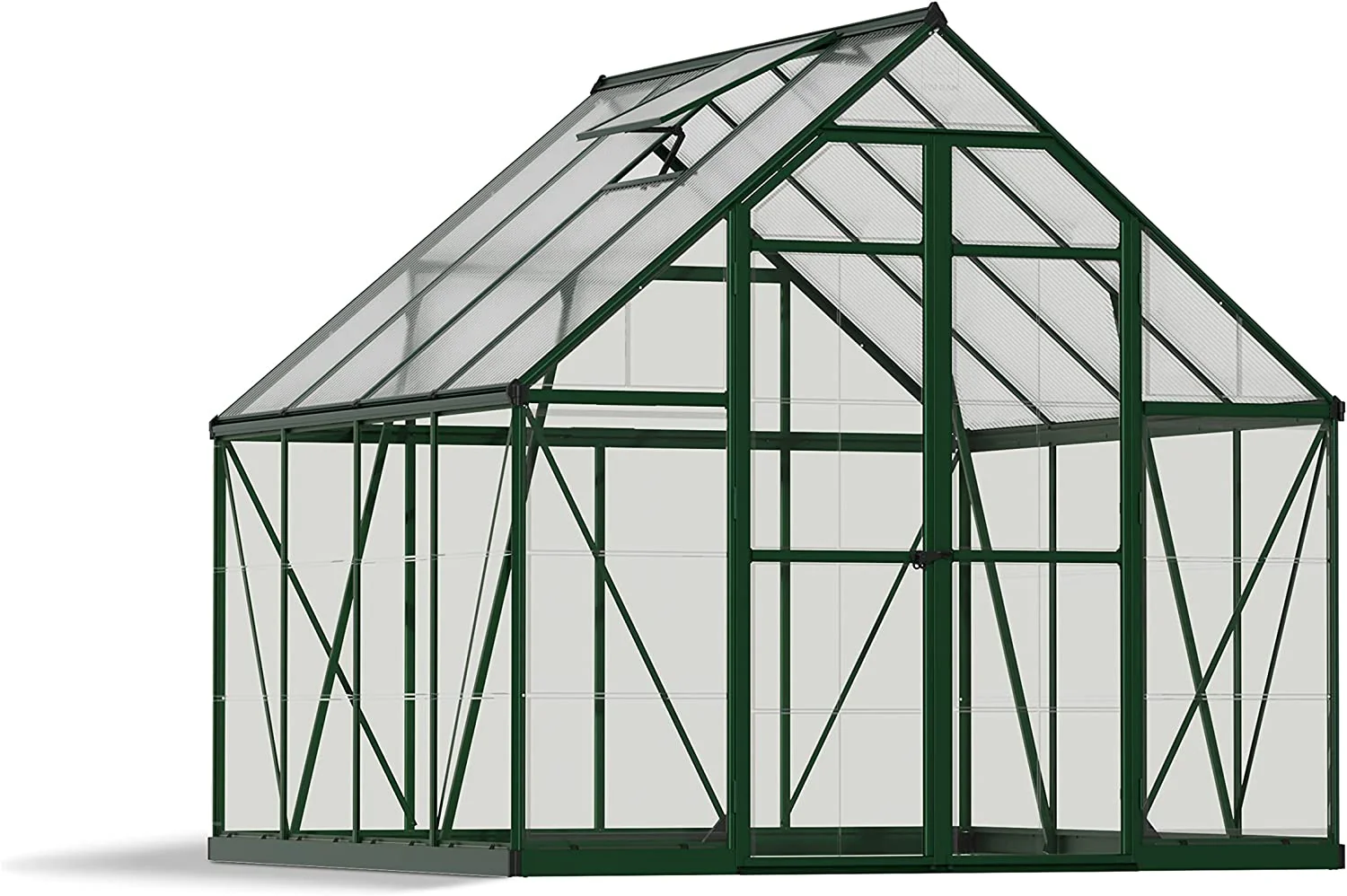 Balance 8' x 8' Greenhouse - Green Frame & Hybrid Polycarbonate Panels - Image 12
