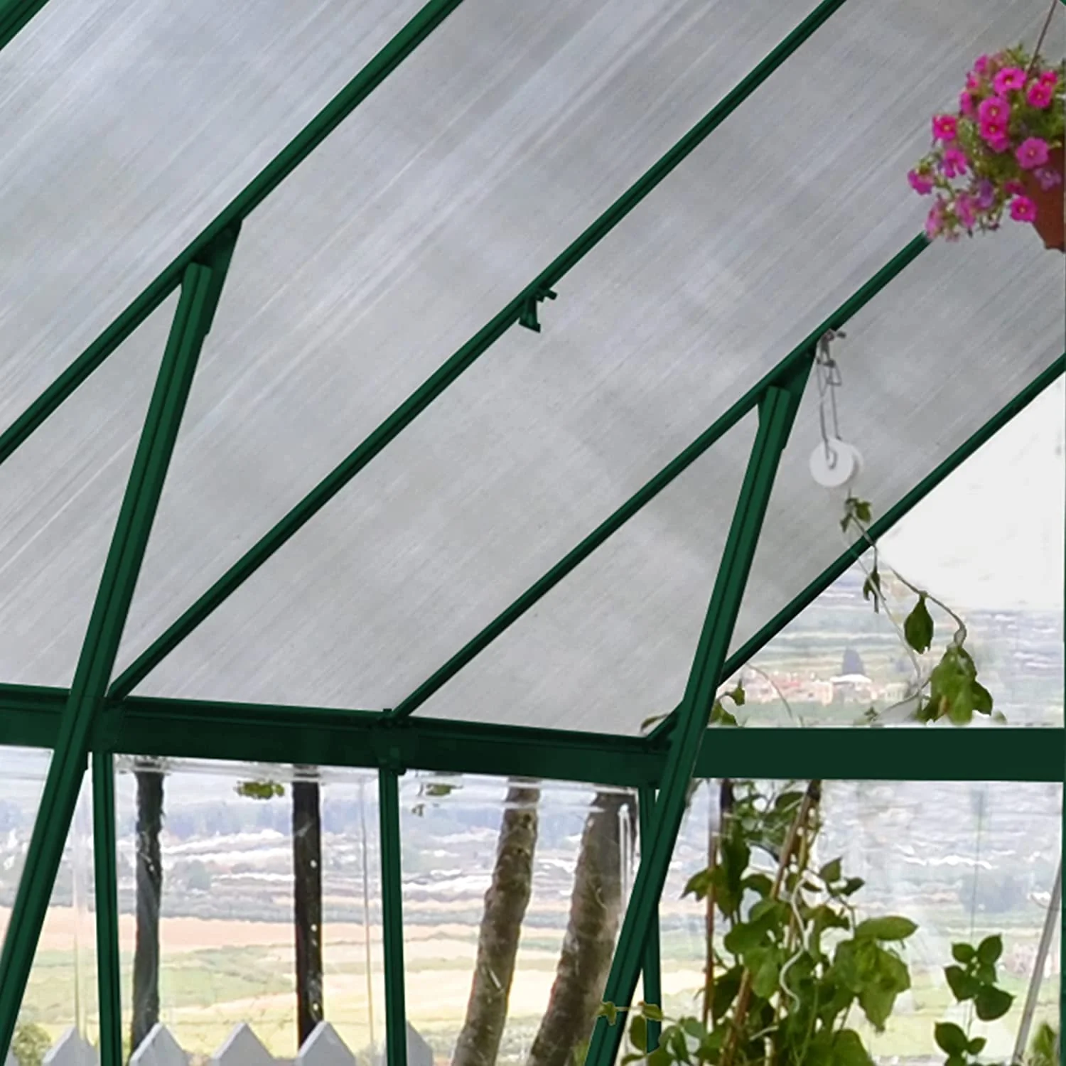 Balance 8' x 8' Greenhouse - Green Frame & Hybrid Polycarbonate Panels - Image 2