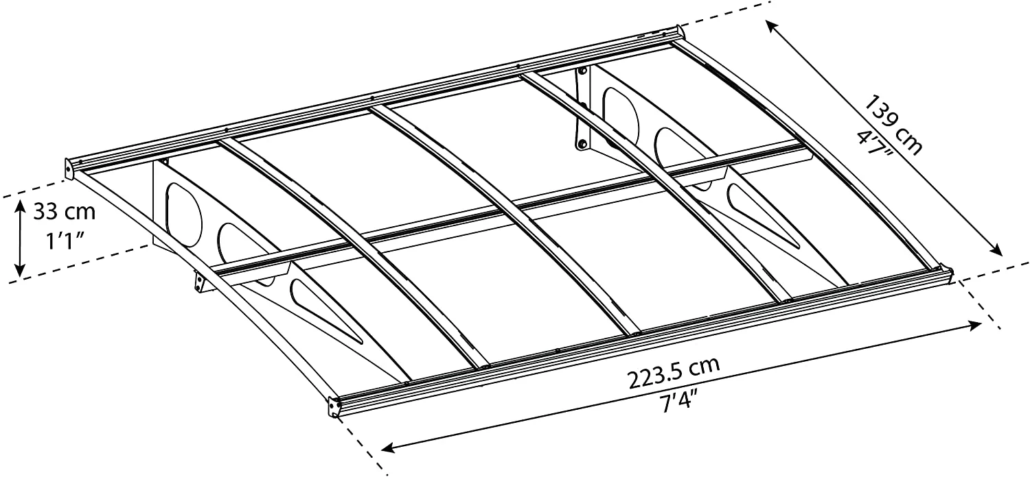 Bordeaux 2.2m x 1.4m Door Canopy - White Frame & Clear Acryl - Image 7