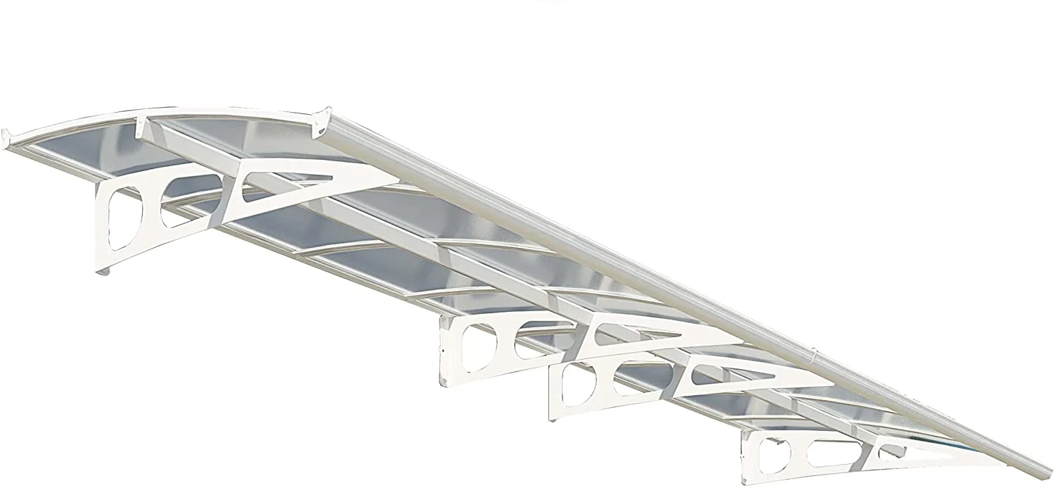 Bordeaux 4.5m x 1.4m Door Canopy - White Frame & Clear Polycarbonate - Image 4
