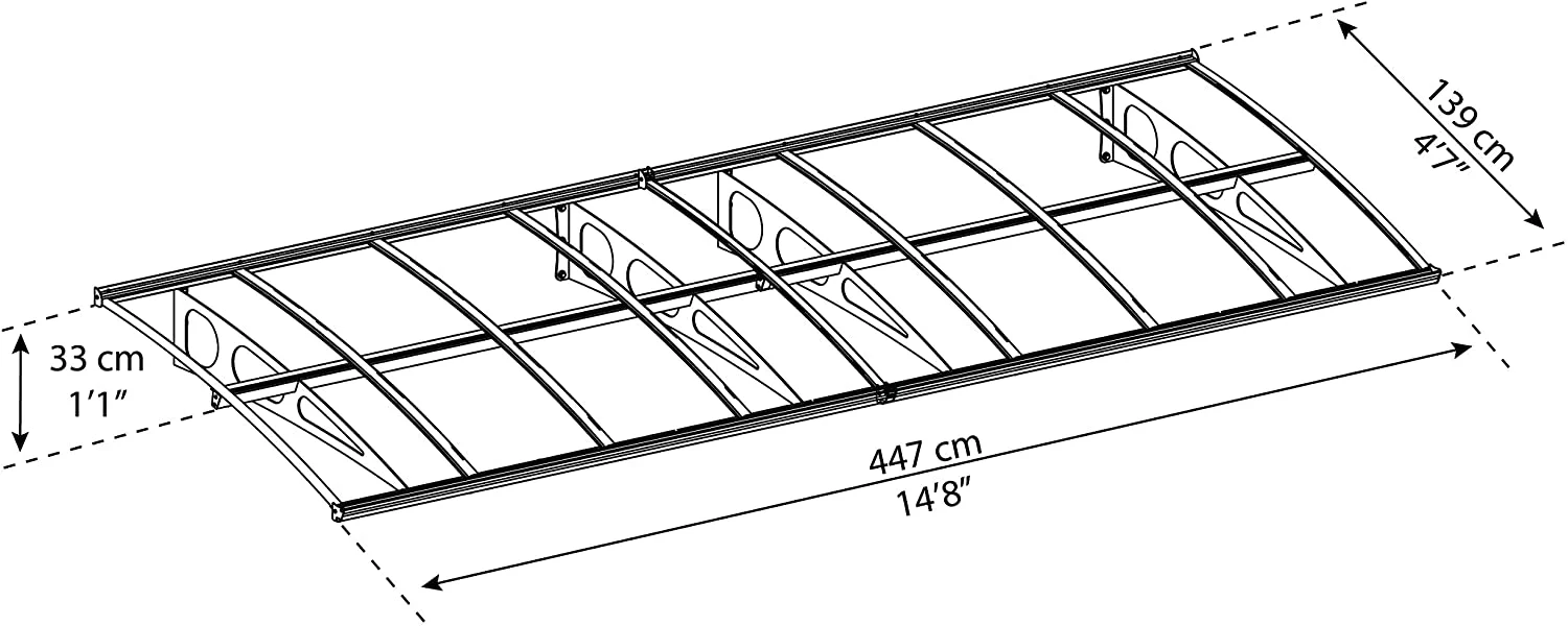 Bordeaux 4.5m x 1.4m Door Canopy - White Frame & Clear Polycarbonate - Image 6