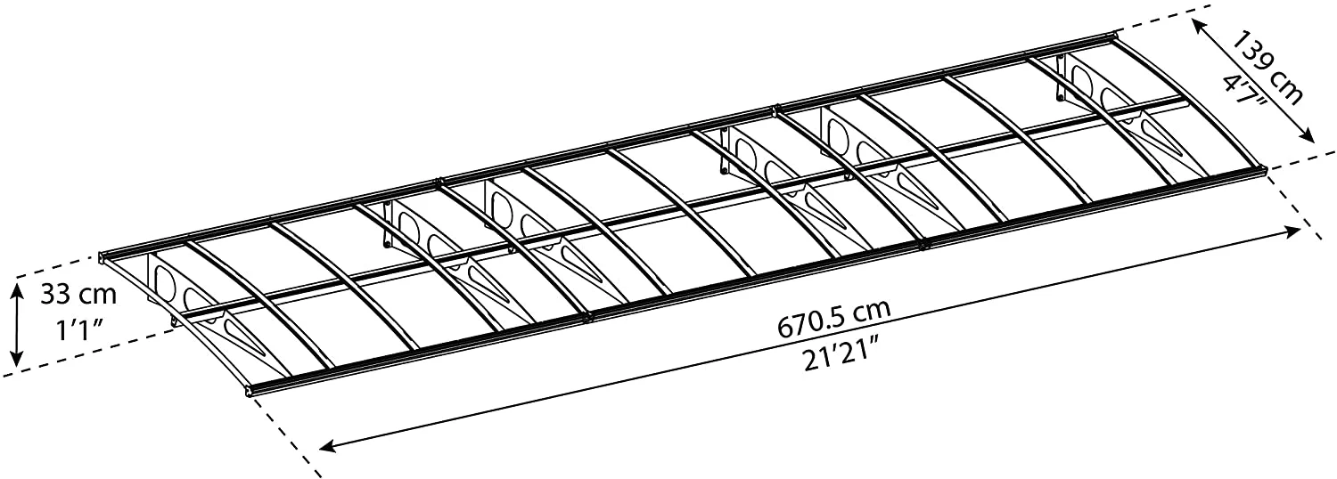 Bordeaux 7m x 1.4m Door Canopy - White Frame & Clear Polycarbonate - Image 4