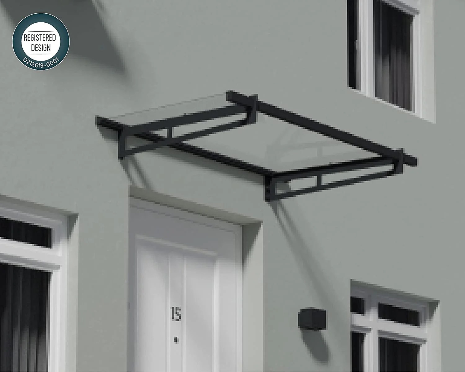 Bremen 1.5m x 0.9m Door Canopy - Grey Frame & Clear Acryl - Image 3