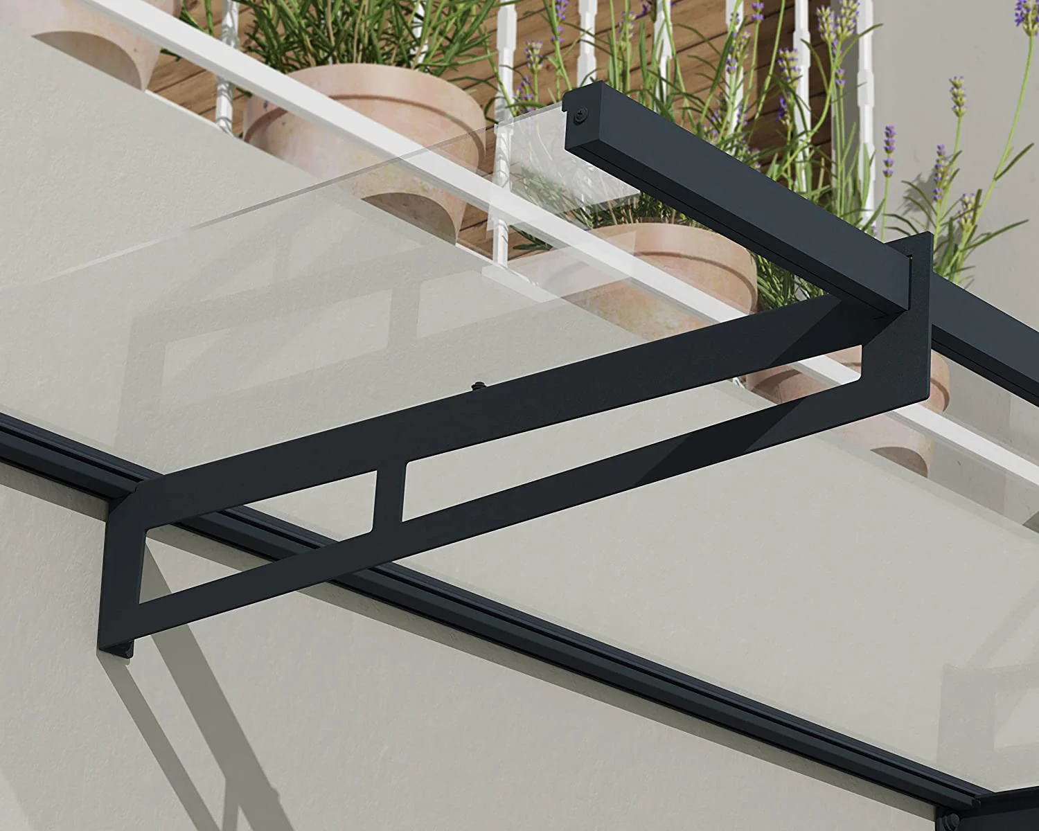 Bremen 2m x 0.9m Door Canopy - Grey Frame & Clear Acryl - Image 2